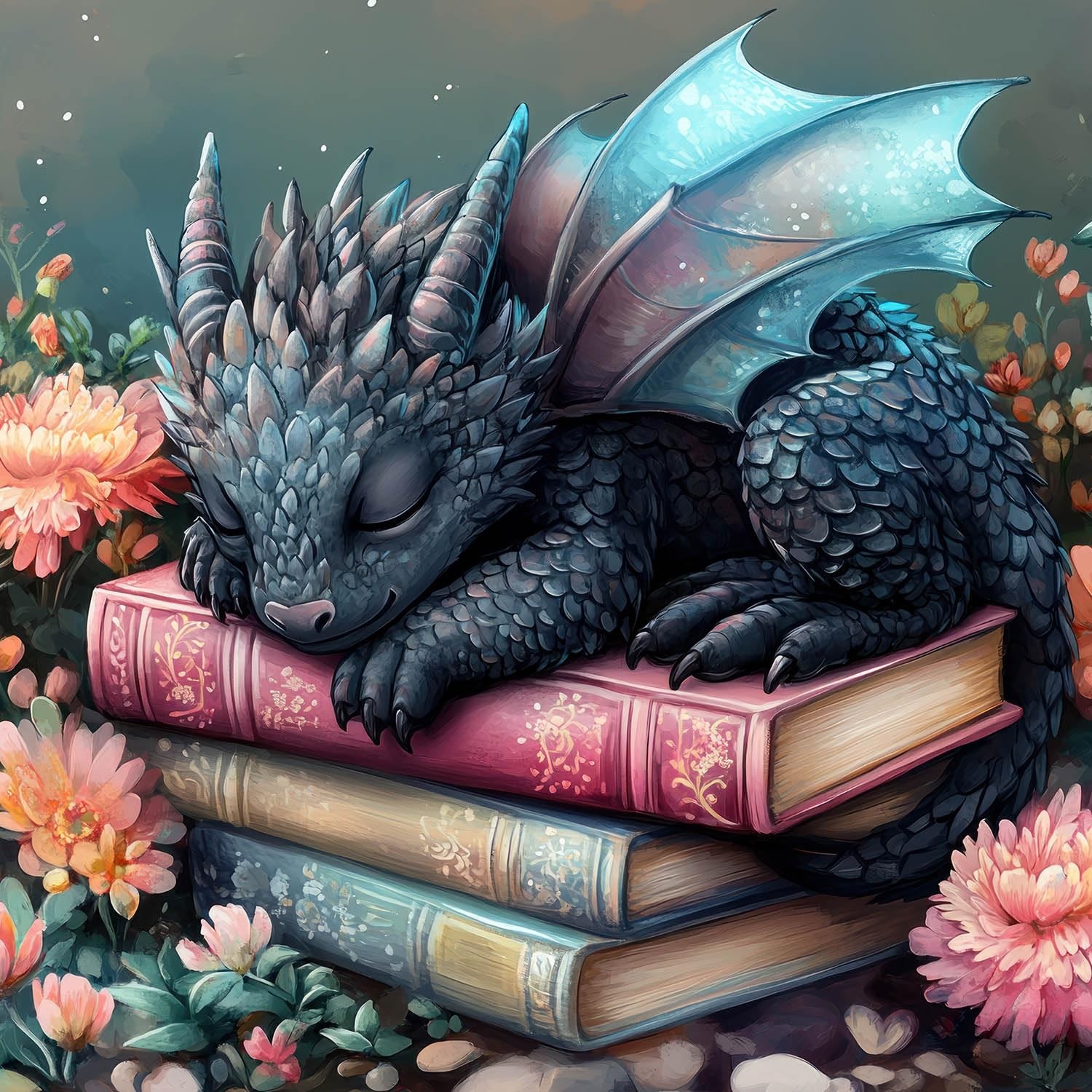 Book Dragon Diamond Art Painting Kits for Adults, Full Drill Diamond Dots Pai…