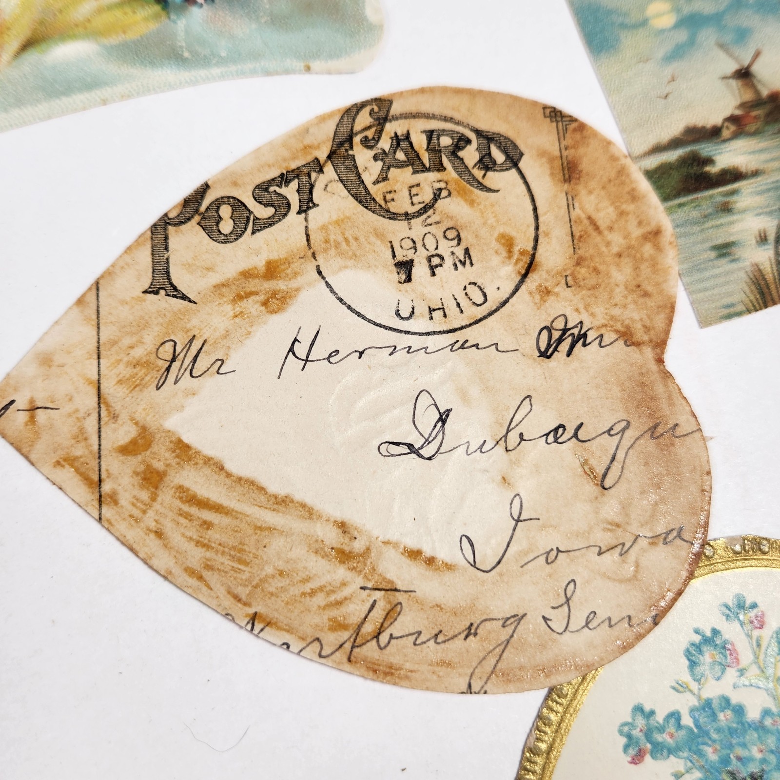 Antique Ephemera Mixed Postcard Remnants, Scrapbook Pieces Early 1900s Mixed Lot