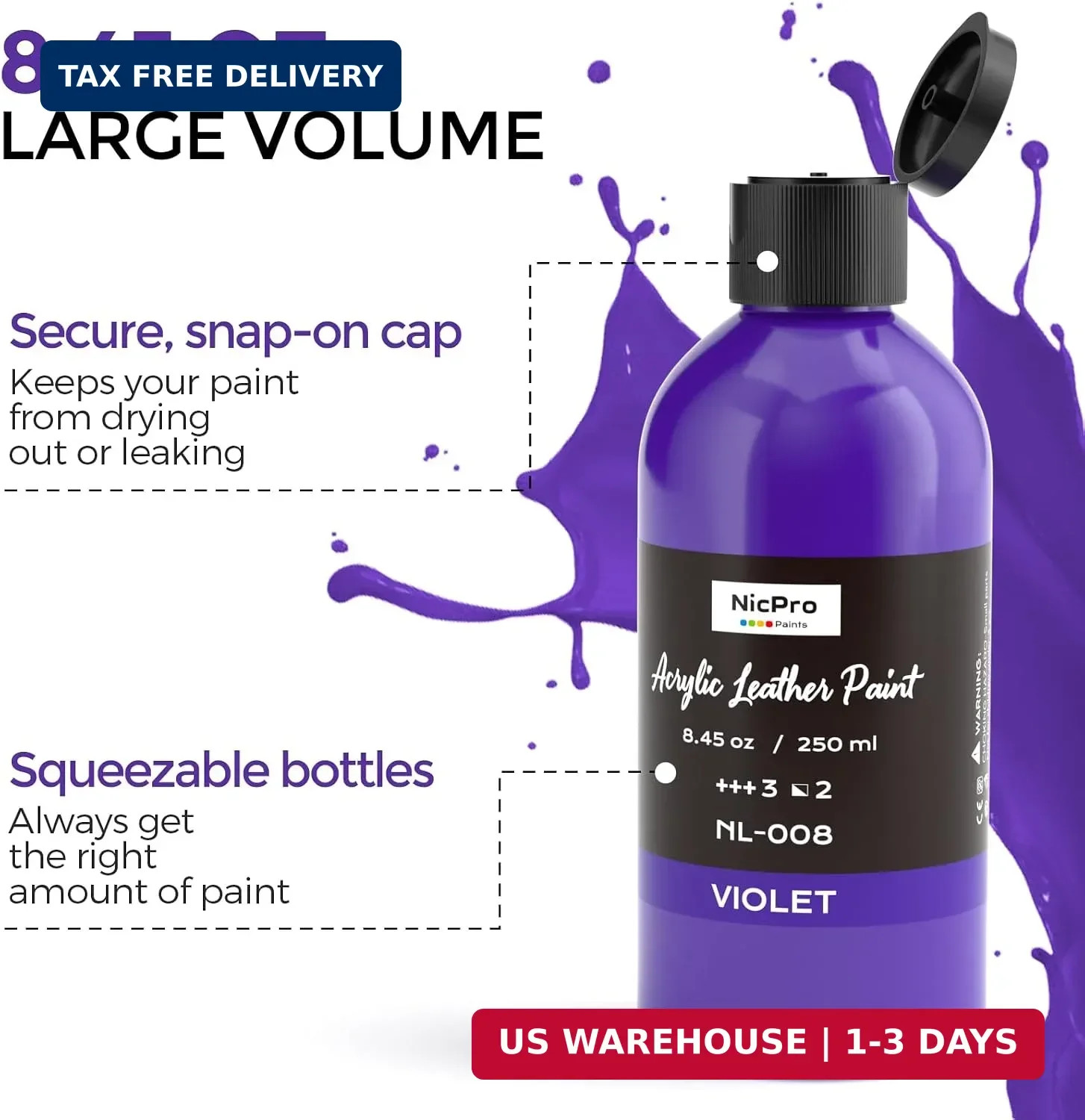 Nicpro 18 Colors Acrylic Leather Paint (8.45 oz, 250 ml) Leather Dye for Shoes,