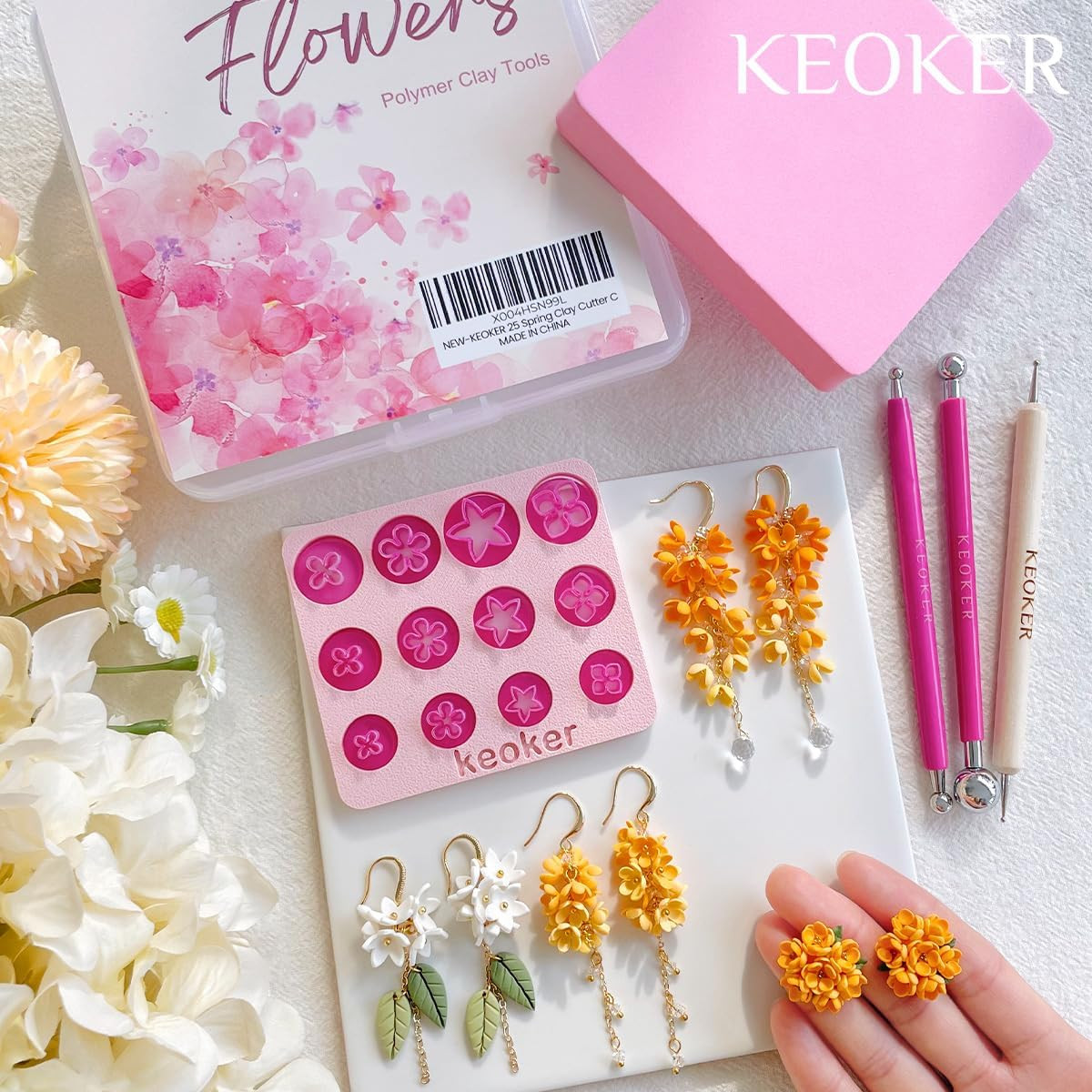 Spring Polymer Clay Cutters Set – 12 Flower Shapes for Earring Making