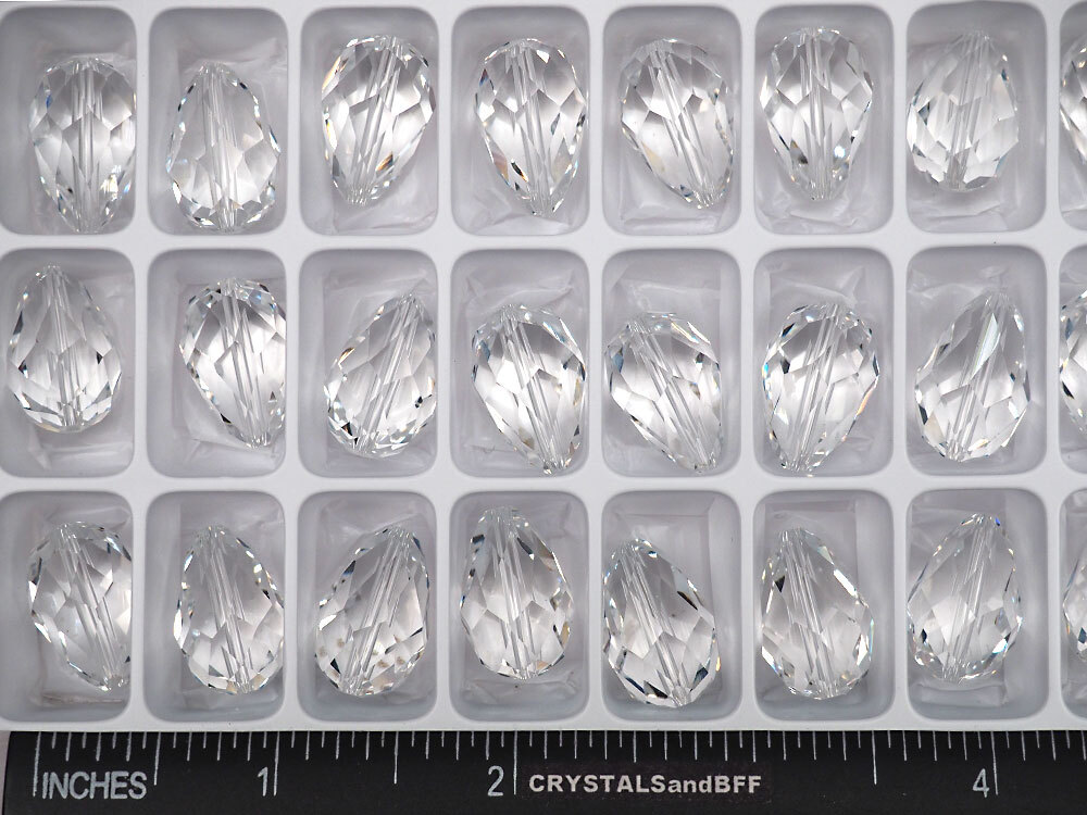 6 Crystal clear, Preciosa Czech MC Pear Beads, tear drop shape 18x12mm, P314