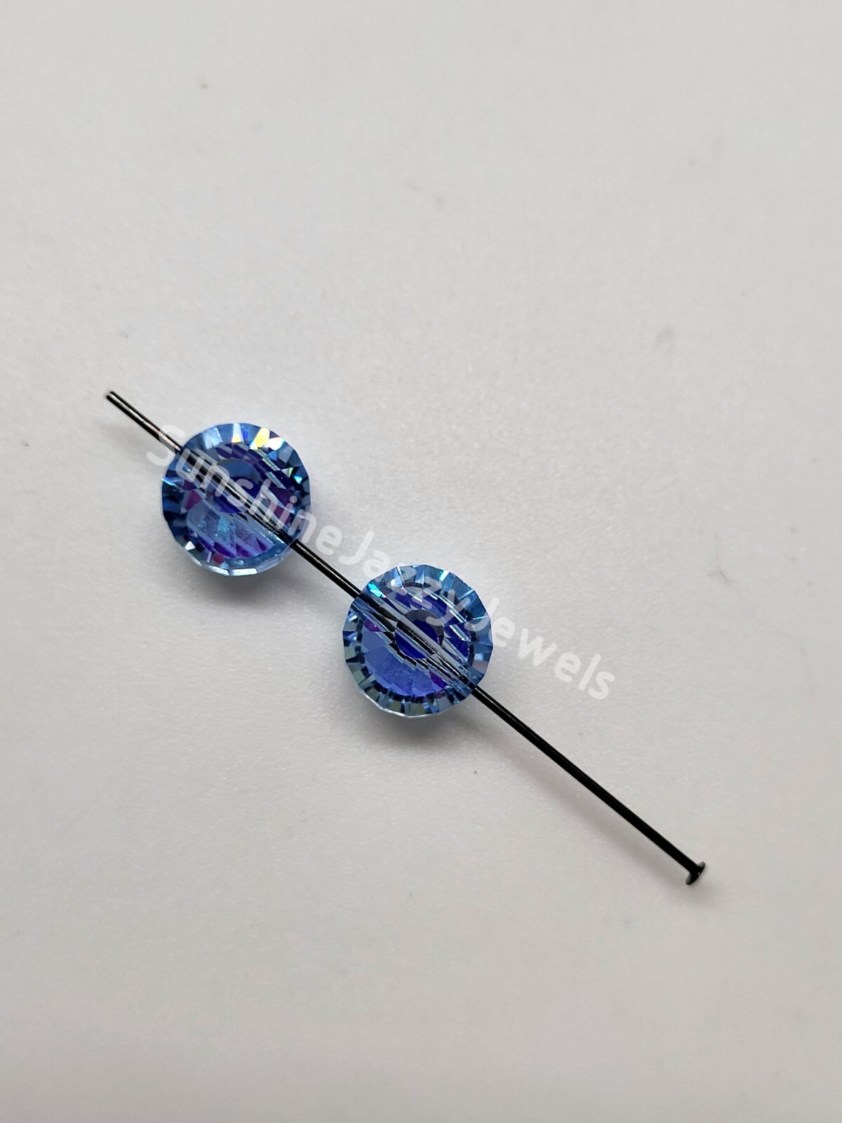 6pc Swarovski Crystal Light Sapphire AB 10mm Tablet 5101 Beads; Vintage!