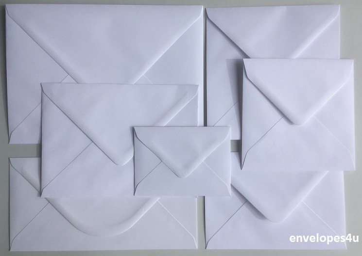 Hi Quality White Envelopes C7 C6 C5 5×7 DL 130 & 155mm Sq Diamond 100gsm