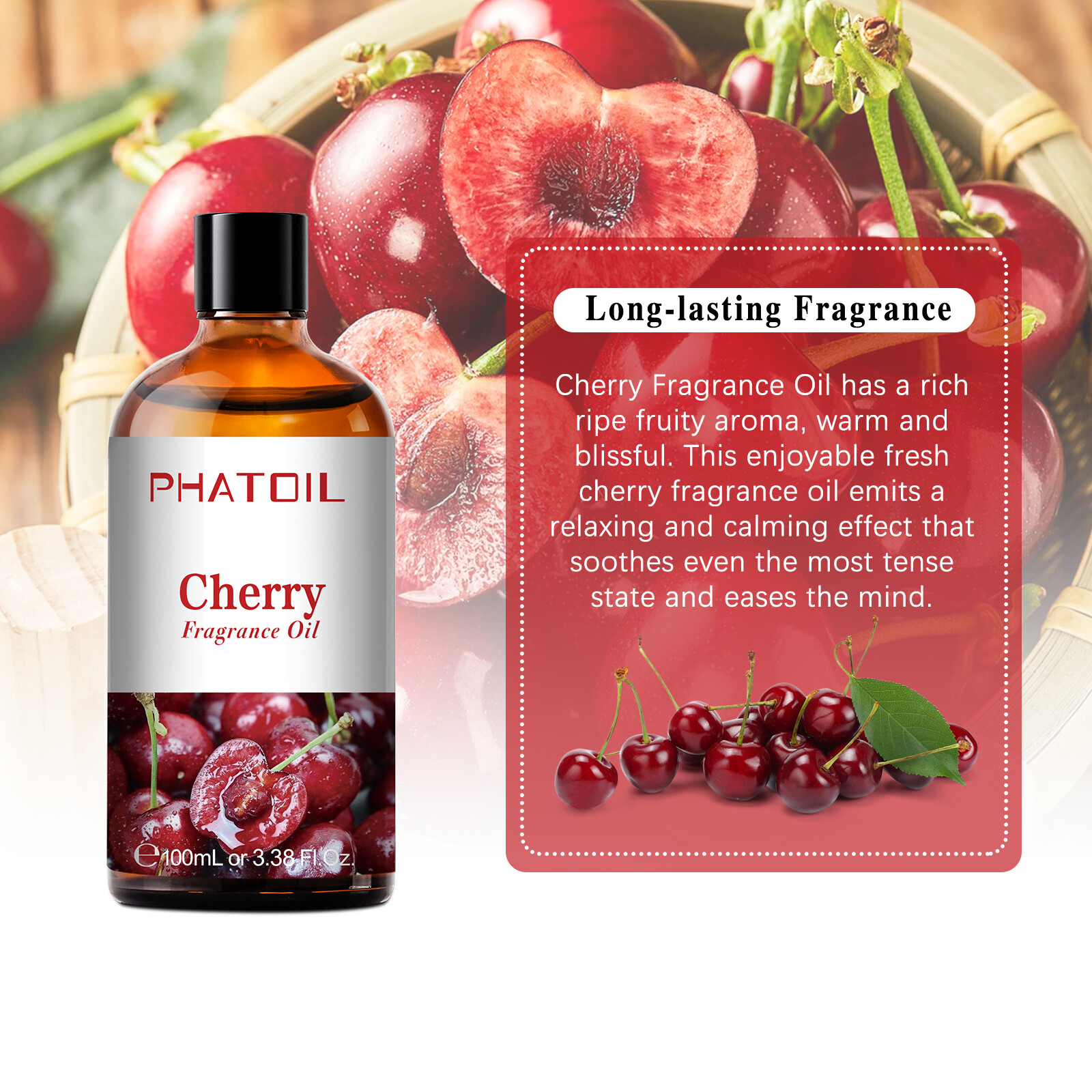Cherry Fragrance Oils for Aromatherapy, Essential Oils for DIY Candle,Diffuser