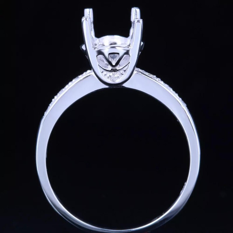 10x7mm Oval Semi Mount Engagement Ring 925 Sterling Silver Solitaire Women Ring