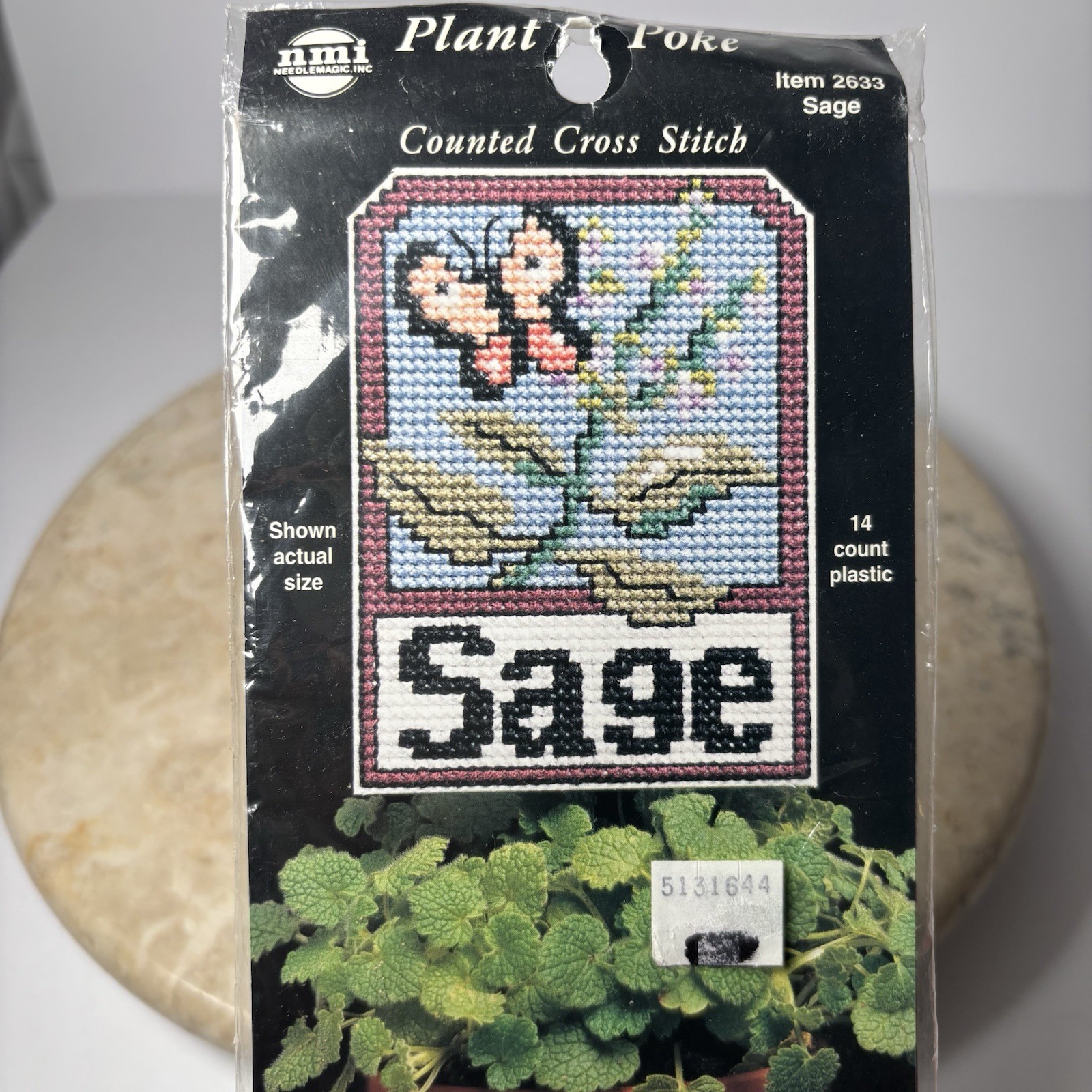 New NMI Needlemagic Oregano & Sage Plant Poke Cross Stitch Kit Herb Label Marker