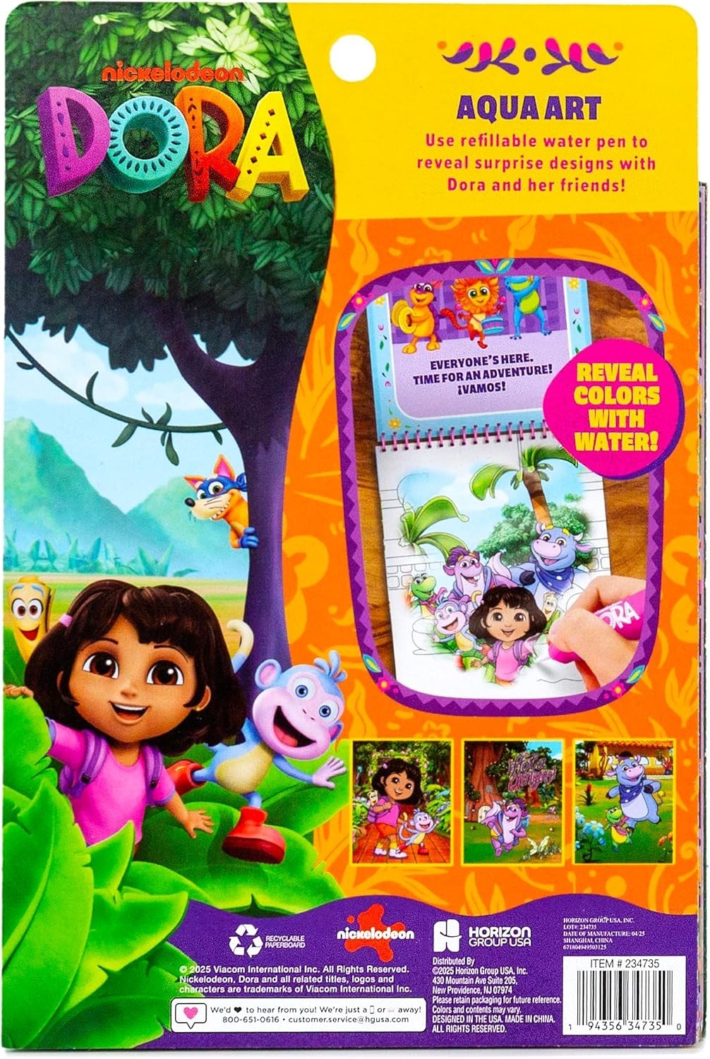 Dora Aqua Art Pad: Mess-Free Water Reveal Coloring Set for Toddlers, Travel Size