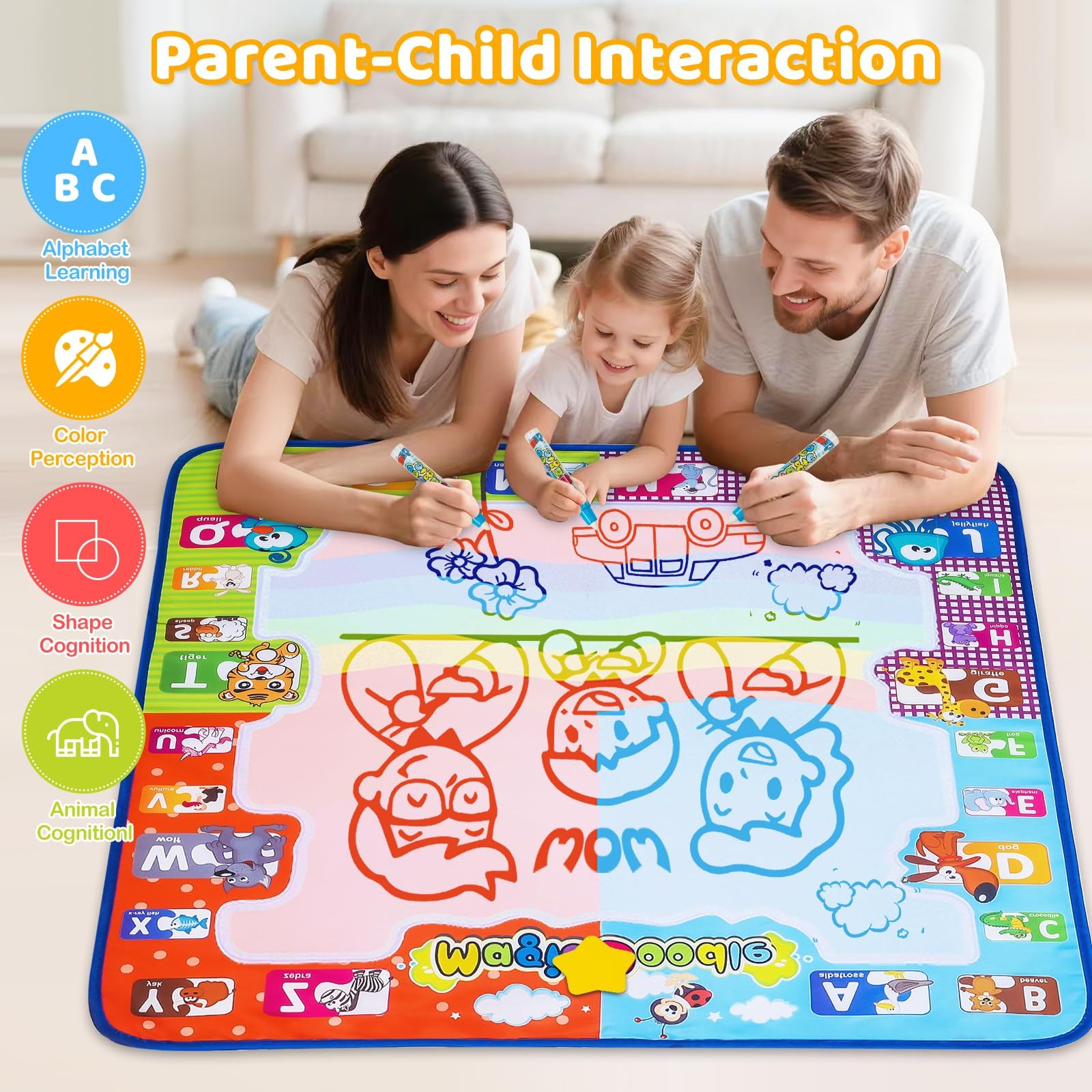 Kizzyea Toys For 2 3 4 5 6 Years Old Boys Girls Water Doodle Mat For Kids Large