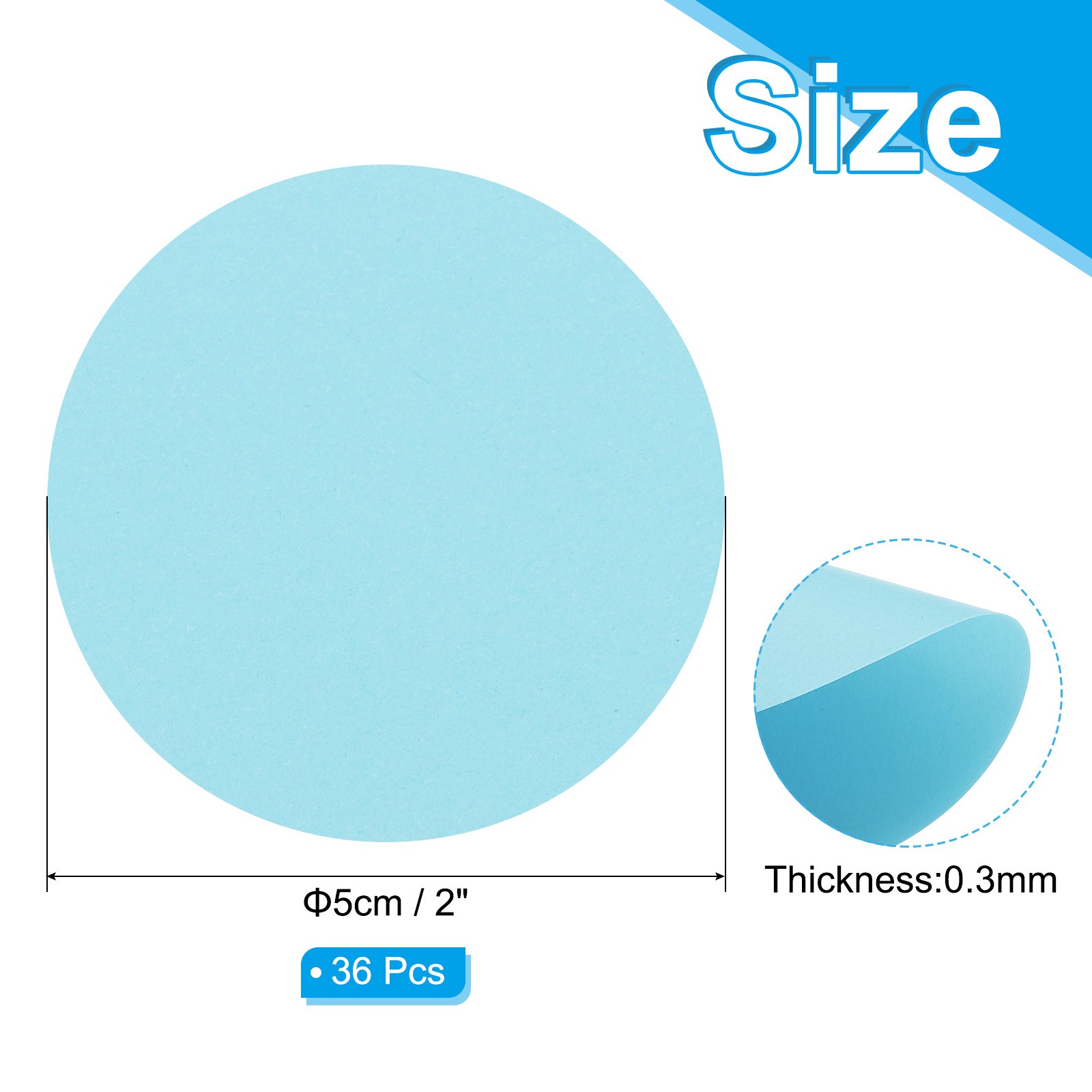 2inch Circle Card Stock, 36Pcs Cutouts Paper Thick Cardstock Coaster Light Blue
