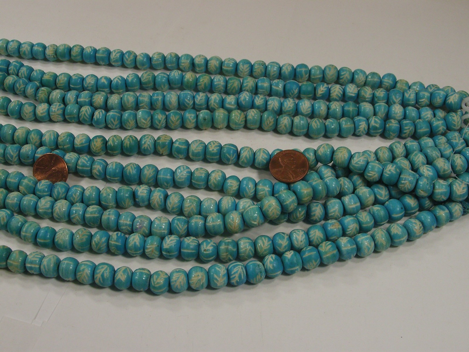 10 Strands 15″ (8mm x 10mm) India Handmade Water Buffalo Bone Beads (QBQ-6) ⭐