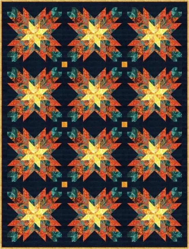 Hoffman – Bali Batiks – Monarch Migration – Woodblock Floral – Monarch, BTY