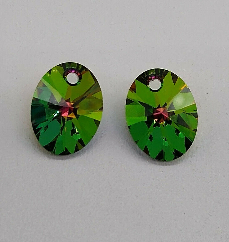 2pc Swarovski Crystal Vitrail Medium 12x9mm Oval 6028 Pendants; Beautiful!