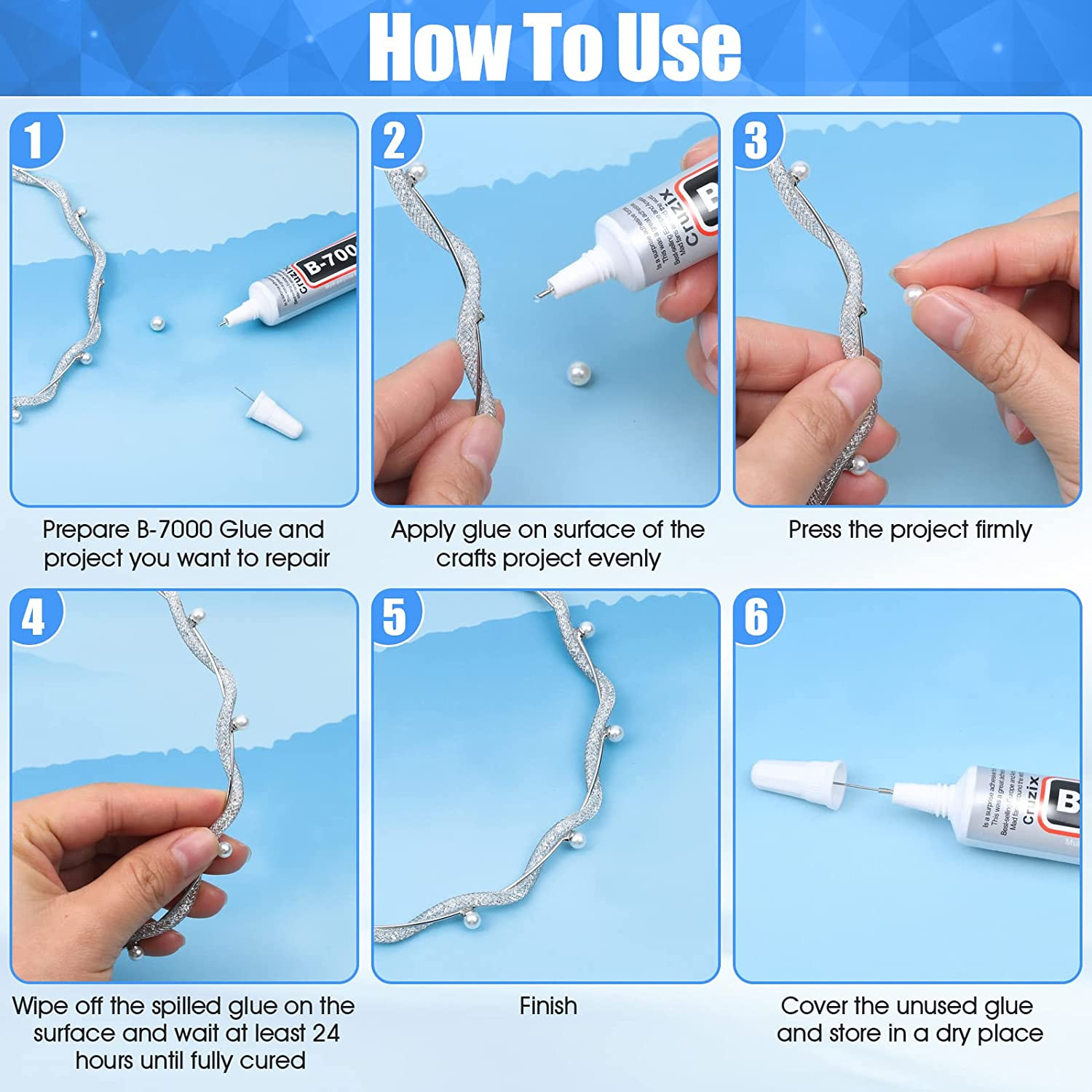 B-7000 Glue Clear for Rhinestone Crafts, Jewelry and Bead Adhesive B7000 Semi Fl