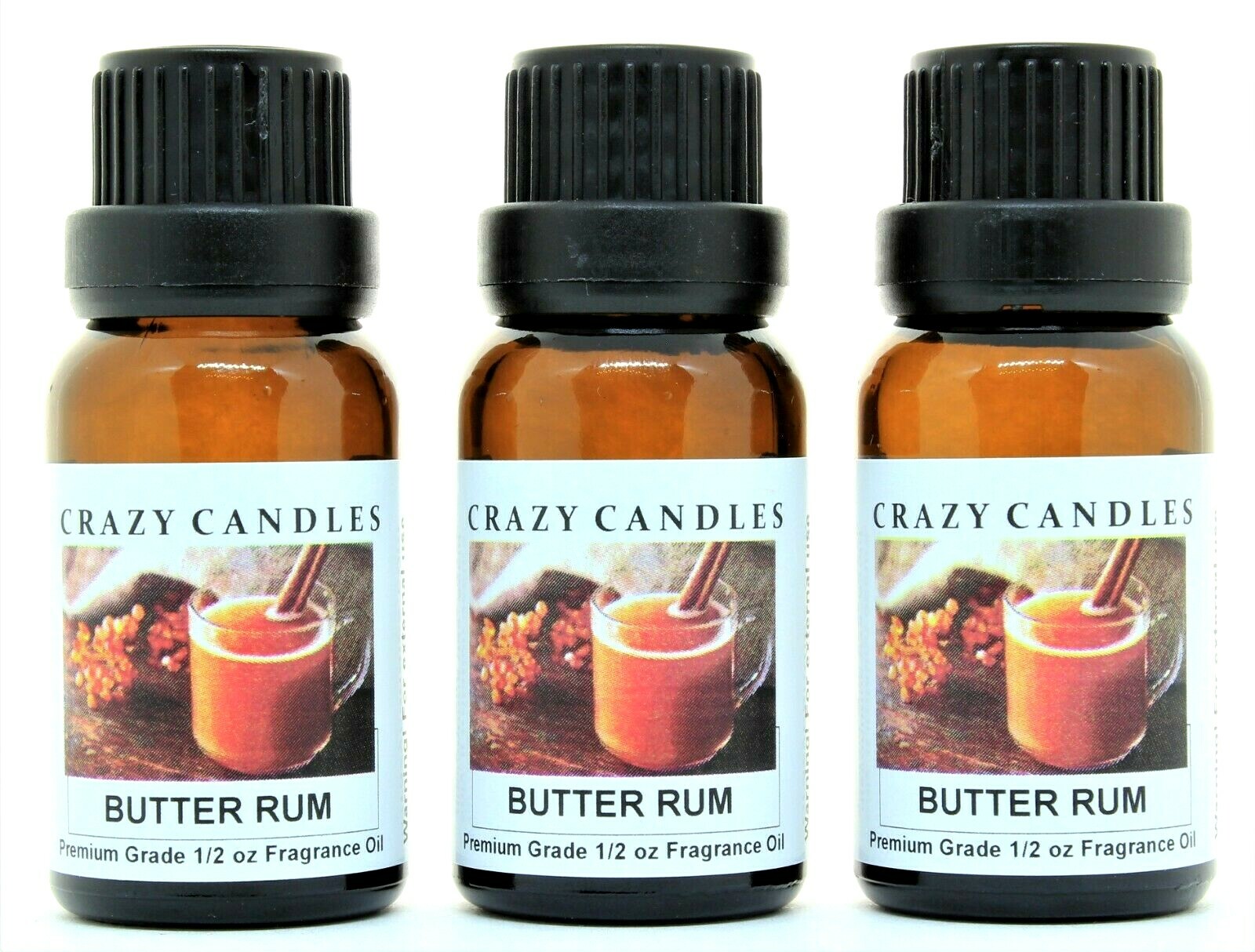 3 Butter Rum 1/2oz Premium Grade Scented Fragrance Oil Crazy Candles