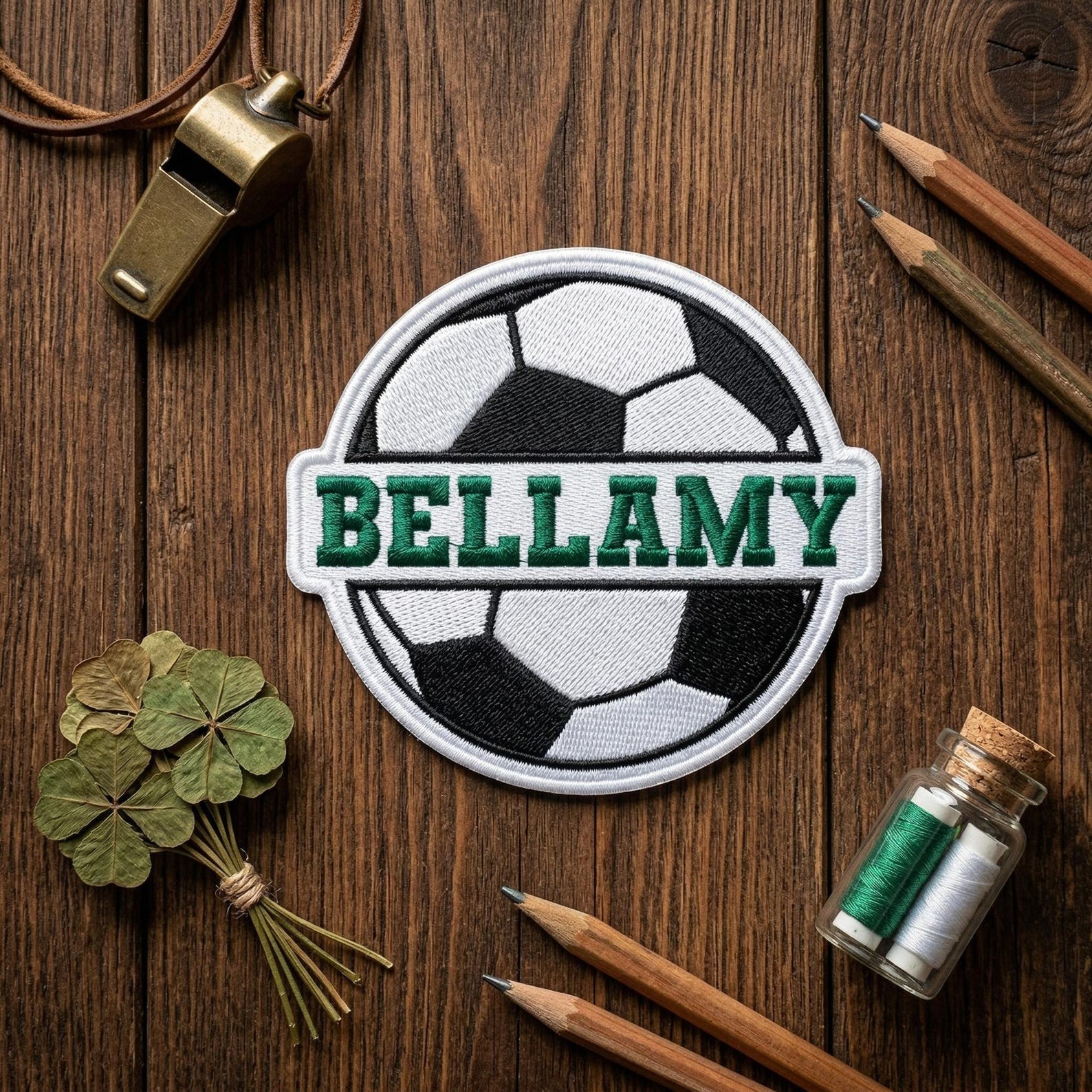 Custom Soccer Ball Name Patch, Personalized Embroidery Badge for Team Bags & Hat