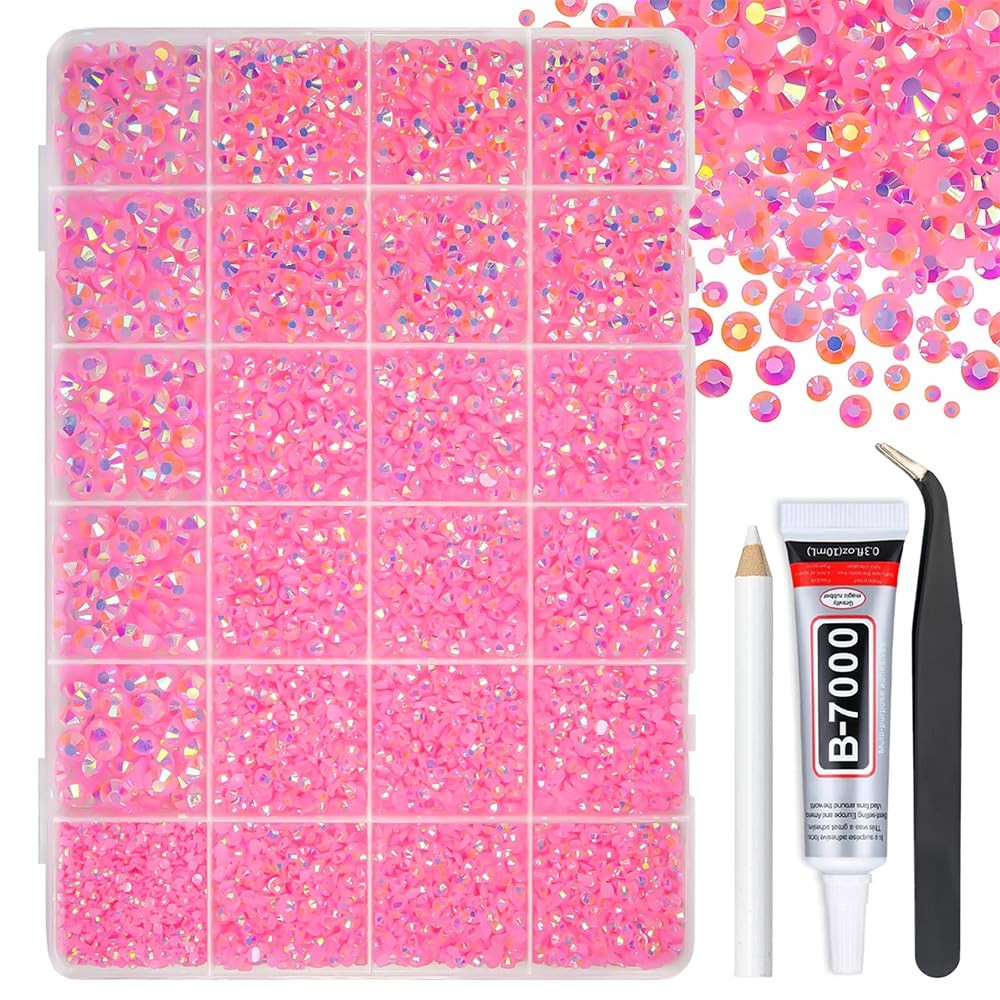 Light Pink AB Resin Rhinestones w B7000 Jewelry Glue for Bedazzling Crafting 2mm