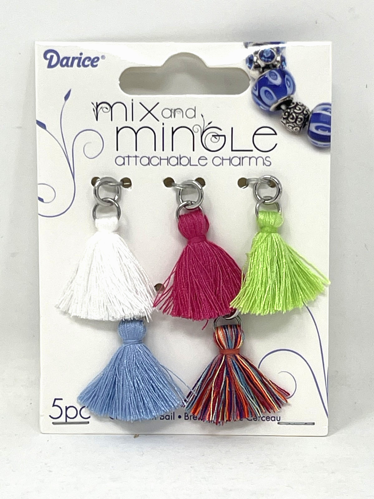 Darice Mix and Mingle Bracelet Charms Bright Tassel Charms with Bails 5 Pieces