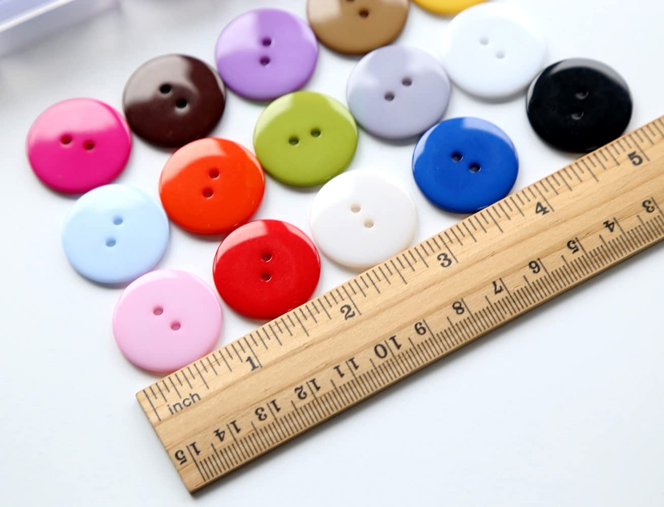 GANSSIA 1 Inch (25mm) 15 Colors Assorted Buttons 25 millimeters, Multicolors