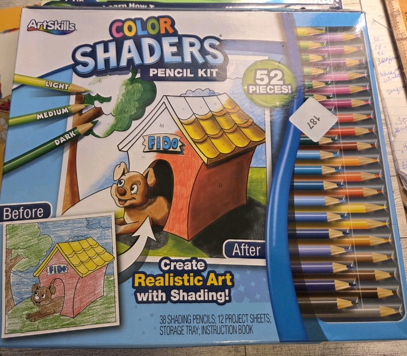 Kids Art Lot Art Skills color shades pencil kit 52 pieces Art Skills poster Kit