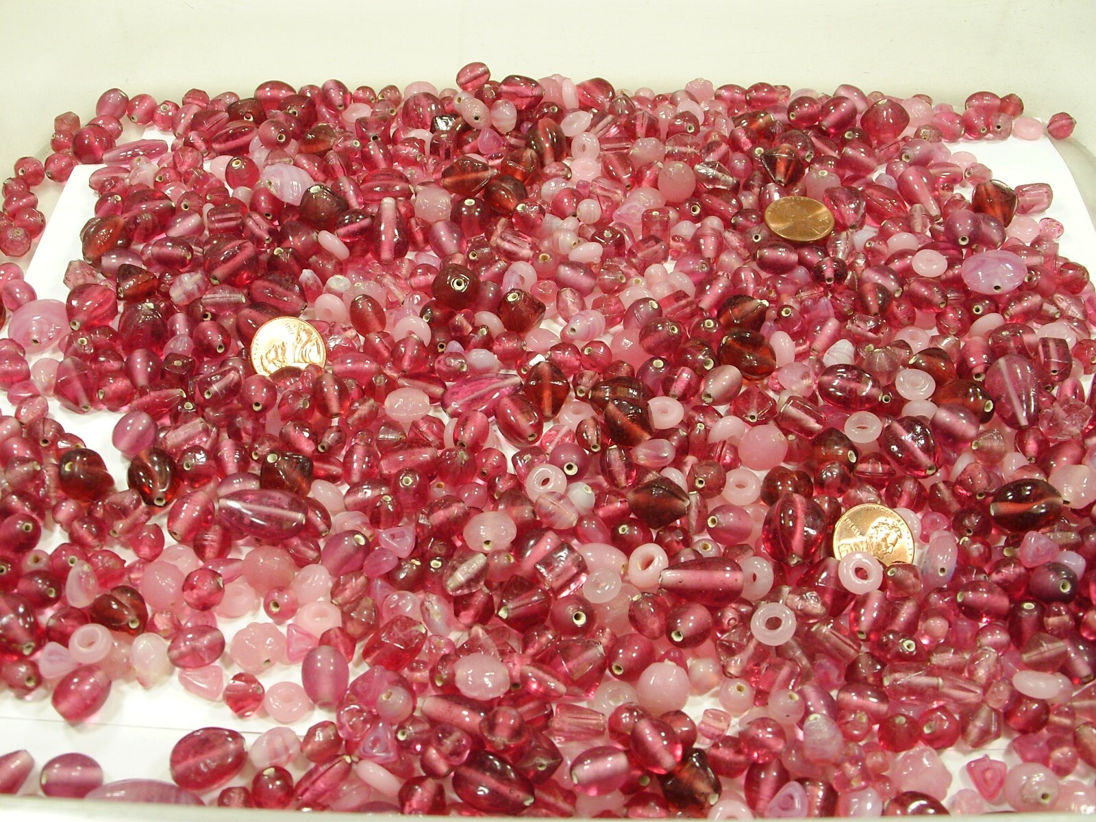 2 Pounds Assorted Shapes and Sizes India Handmade Pink Glass Beads Bulk (GV-3B)