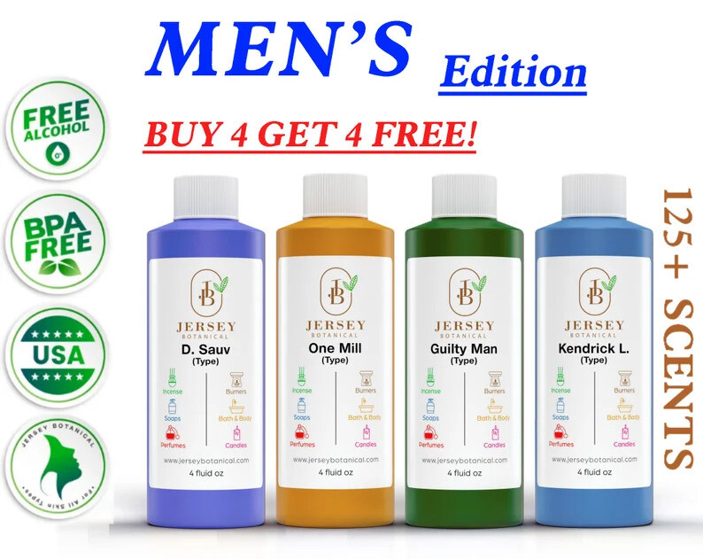 Mens Fragrance Oil 4 oz. For Body Oils Incense Burning Perfume Diffuser Lotions