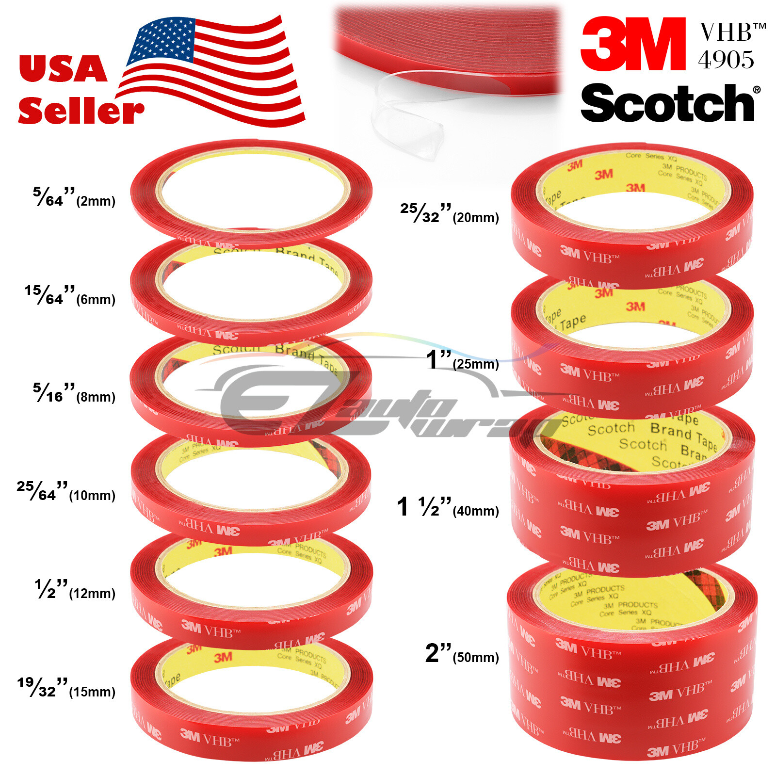 **10 Feet**Genuine 3M VHB #4905 Double-Sided Mounting Acrylic Foam Tape Adhesive