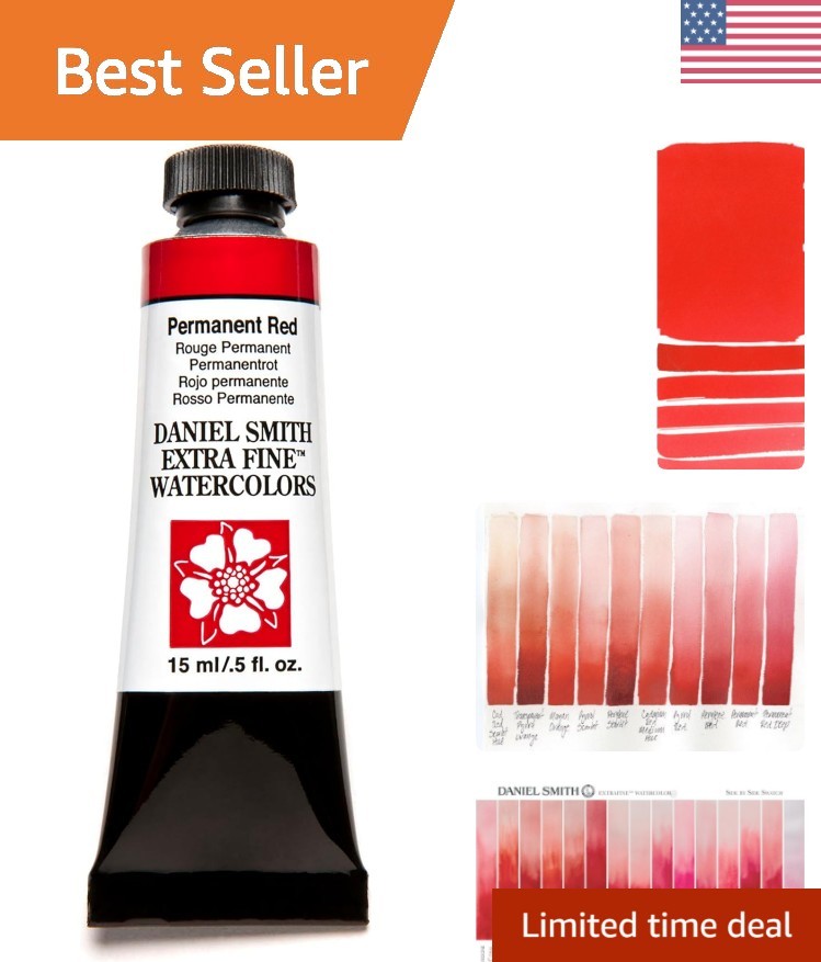15ml Tube Permanent Red Watercolor Paint – Reflective Finish for Art