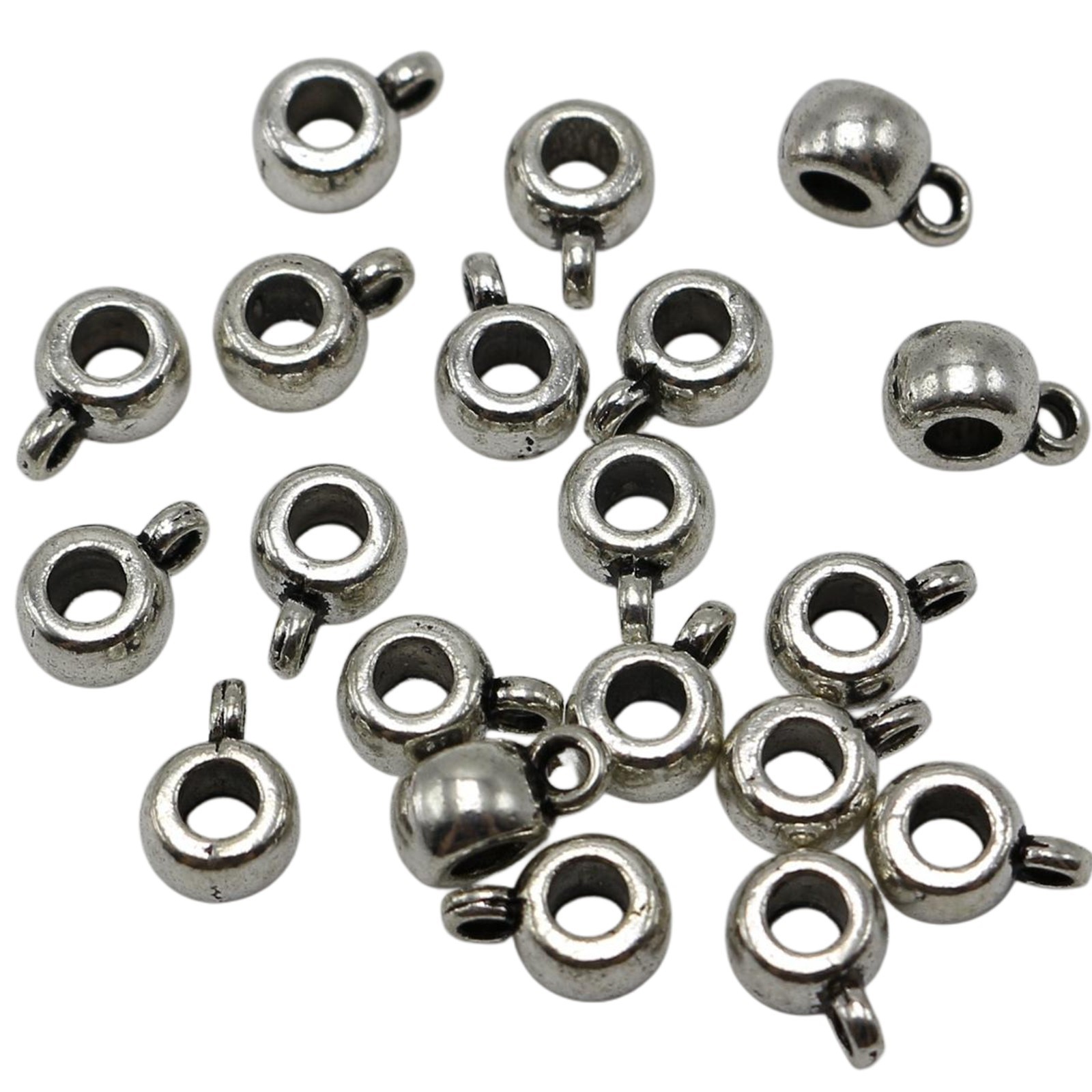 50 Tibetan Silver Smooth Bails 12X8mm Charm Beads Craft Pendant Hanger Links