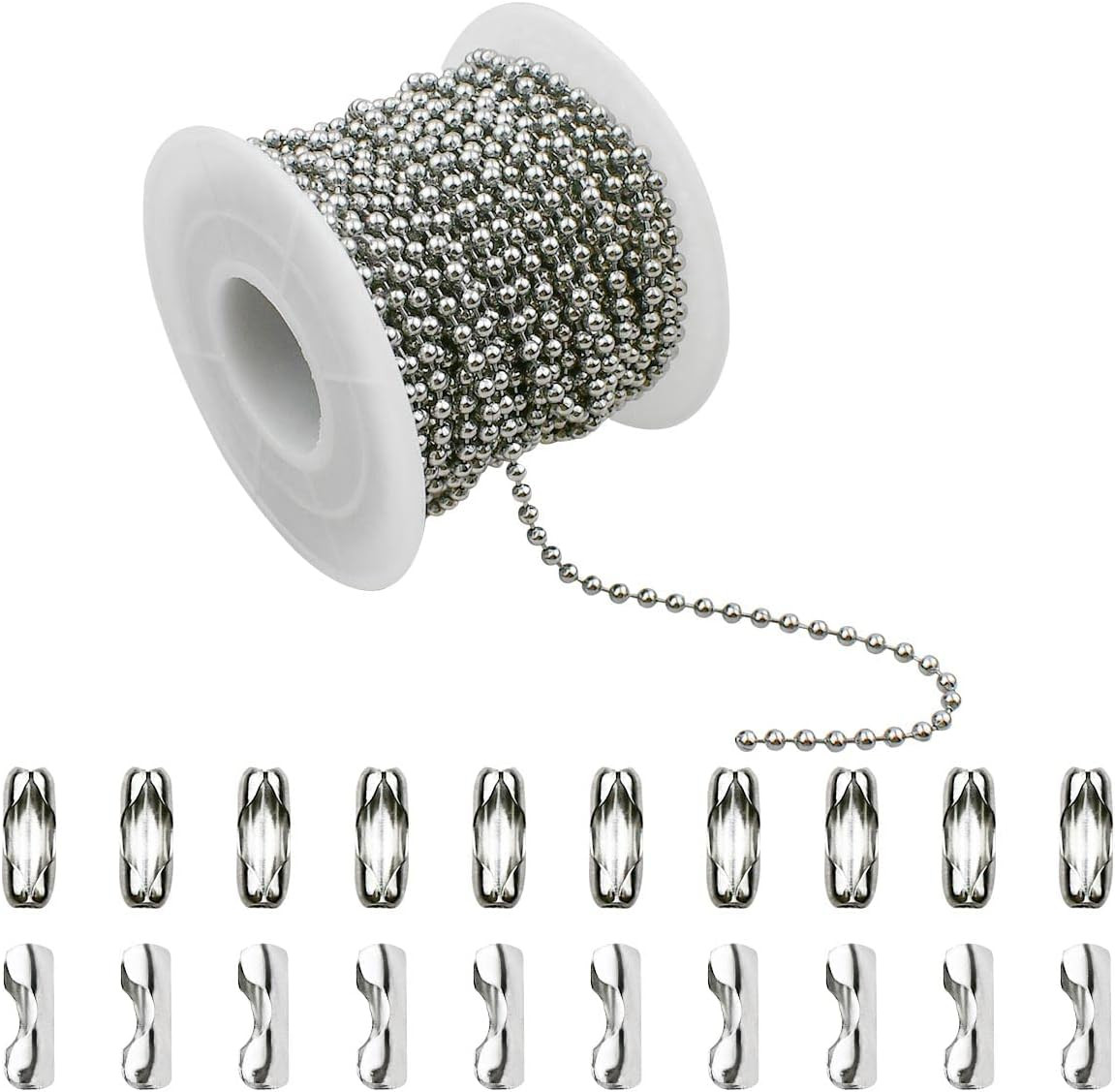 32.8Ft Stainless Steel Ball Chain 2.4mm Bead Link Chain Roll for Dog Tag