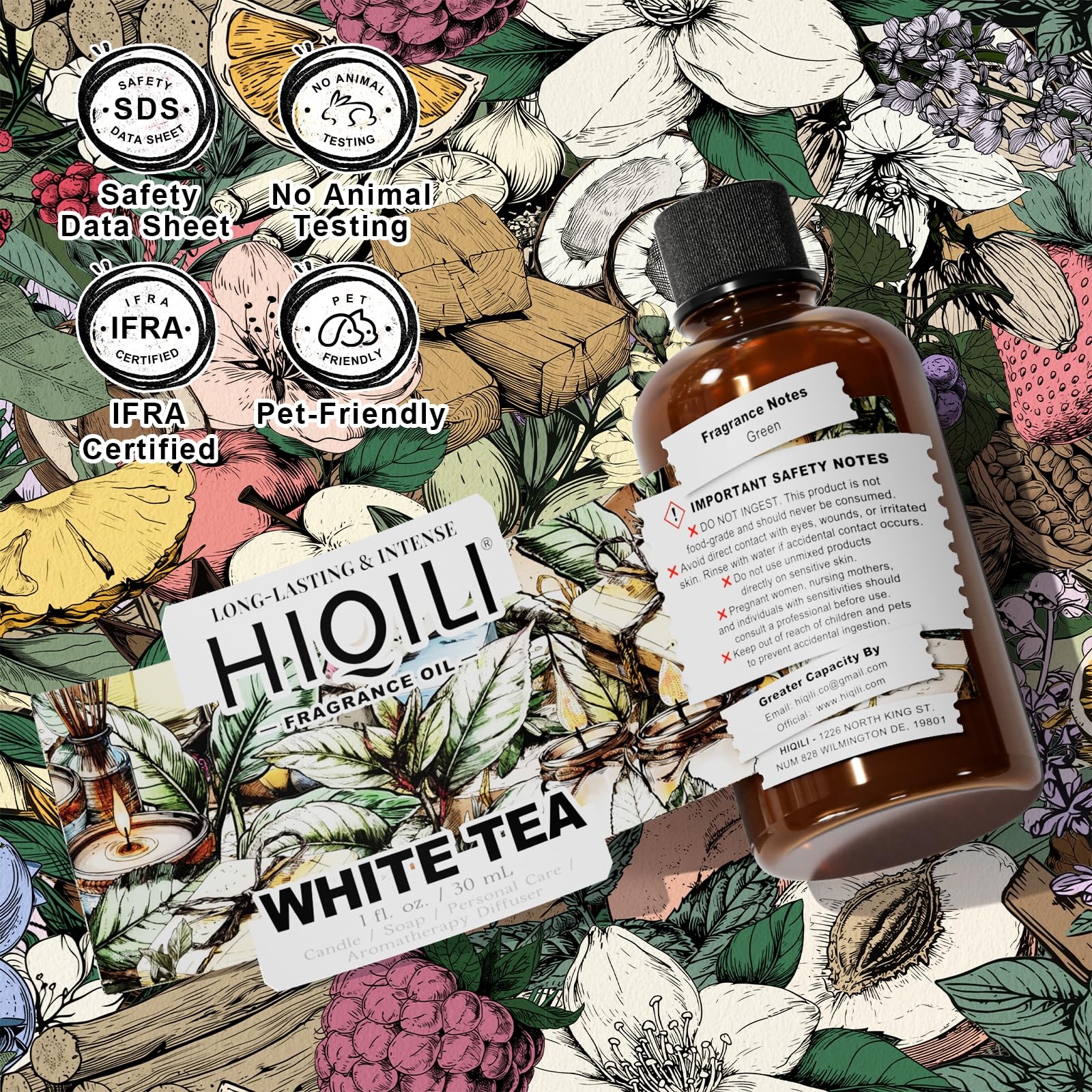HIQILI White Tea Fragrance Oil for Essential 1 Fl Oz (Pack of 1)