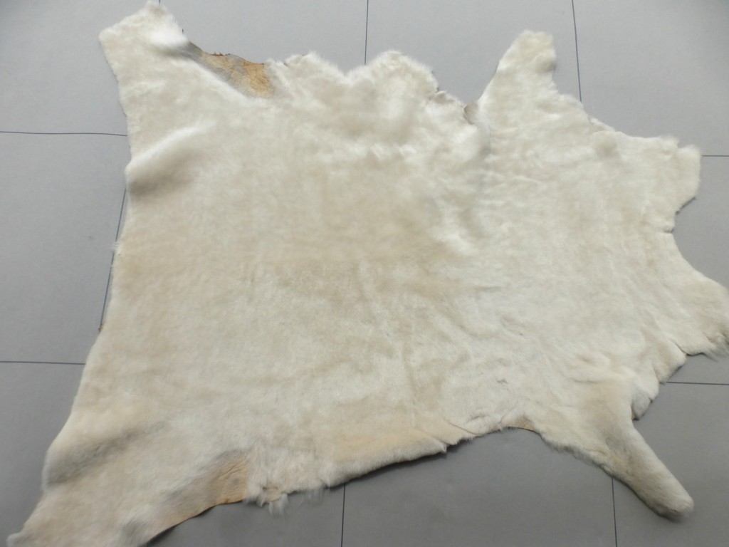 sheepskin shearling leather hide Off White light weight silky w/Tan suede Back
