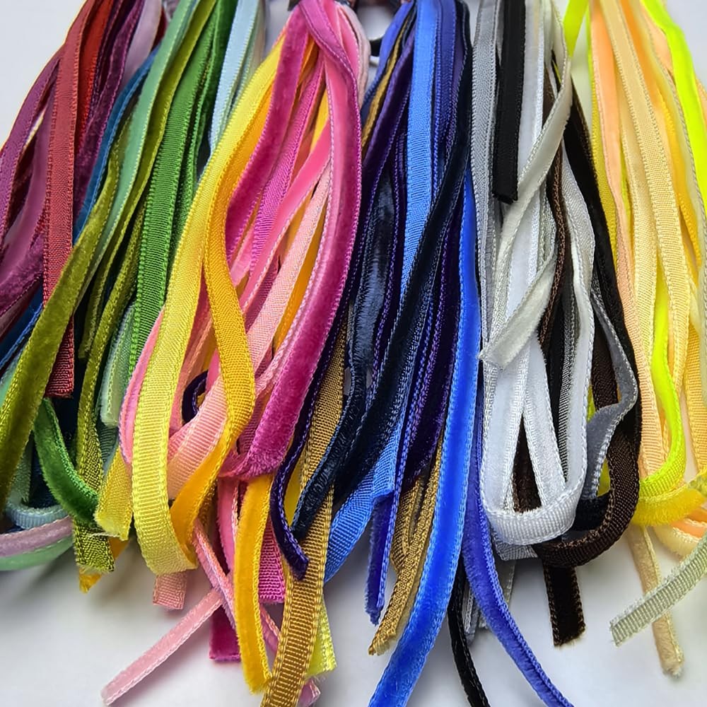 30 Yards 1/8″ (3mm) Velvet Ribbon Total 30 Colors Assorted Lots Bulk, 1/8″(3mm))