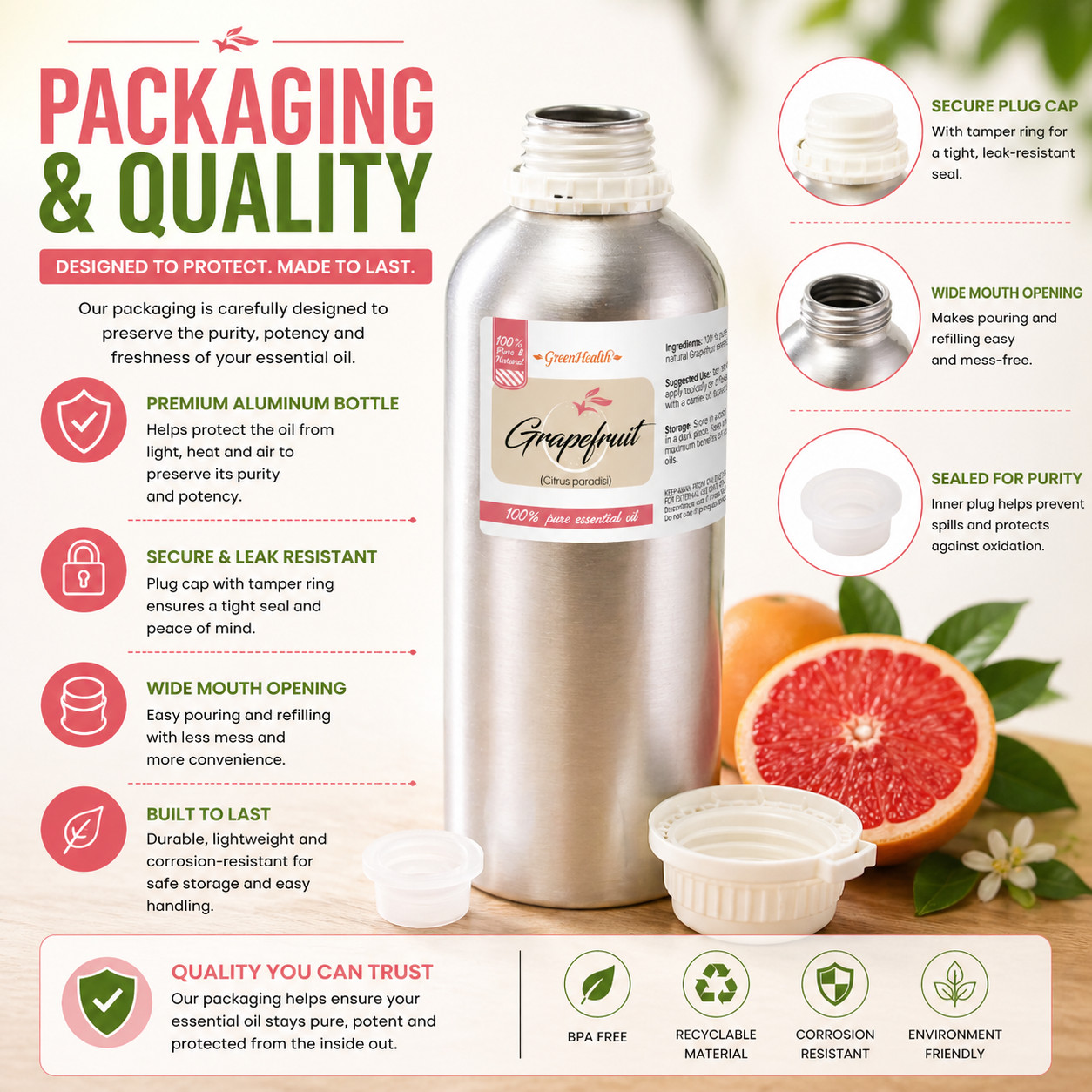 32 fl oz Grapefruit Essential Oil (100% Pure & Natural)
