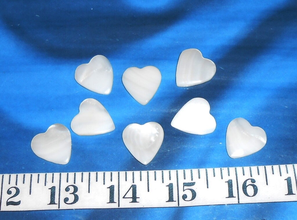 ~ Mother of Pearl (MOP) Carved Seashell Heart ~ Natural Iridescent White/Ivory ~