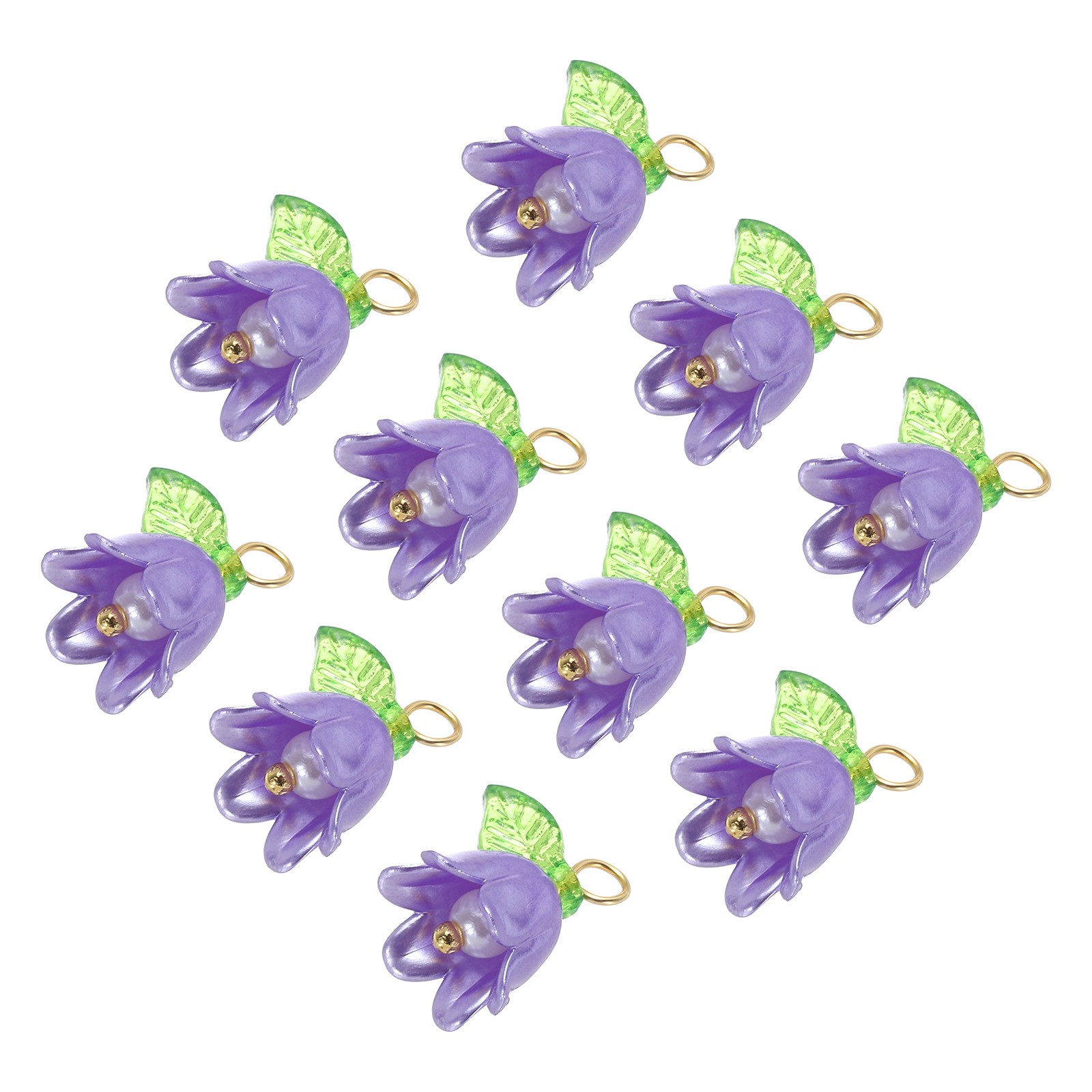 10PCS 13x14mm Acrylic Flower Charm Lily of the Valley Jewelry Purple
