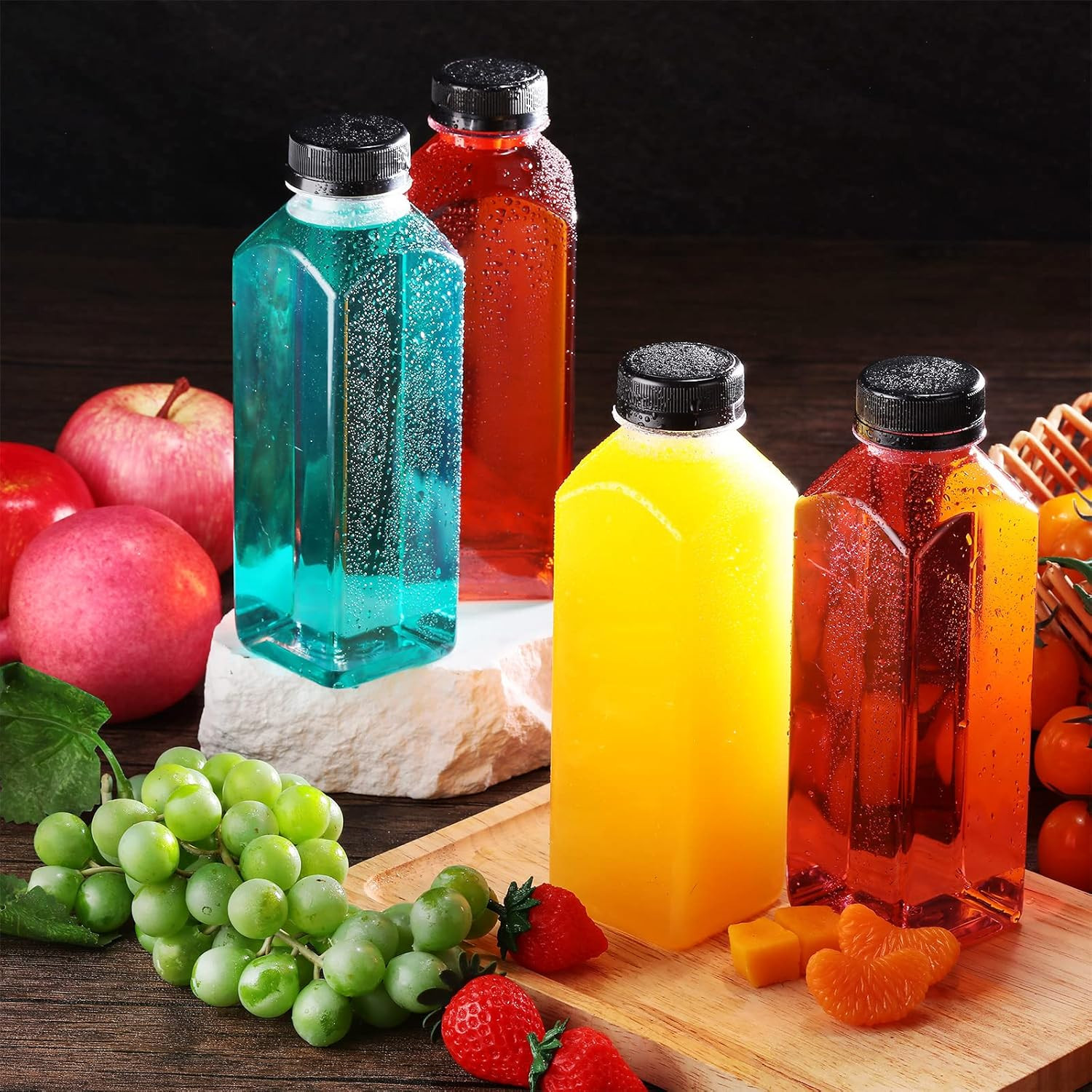 200 Pcs 8Oz Clear Plastic Juice Bottles with Caps – Reusable Drink Containers
