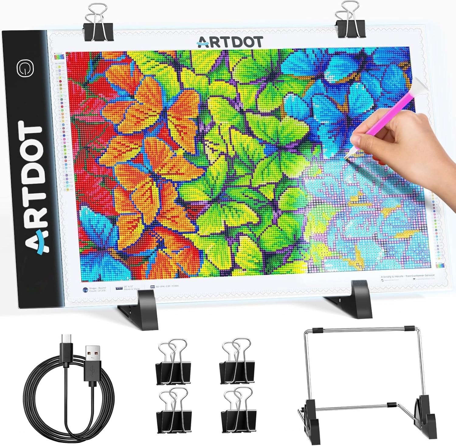 ARTDOT A4 LED Light Pad for Diamond Painting USB Powered Adjustable Brightness