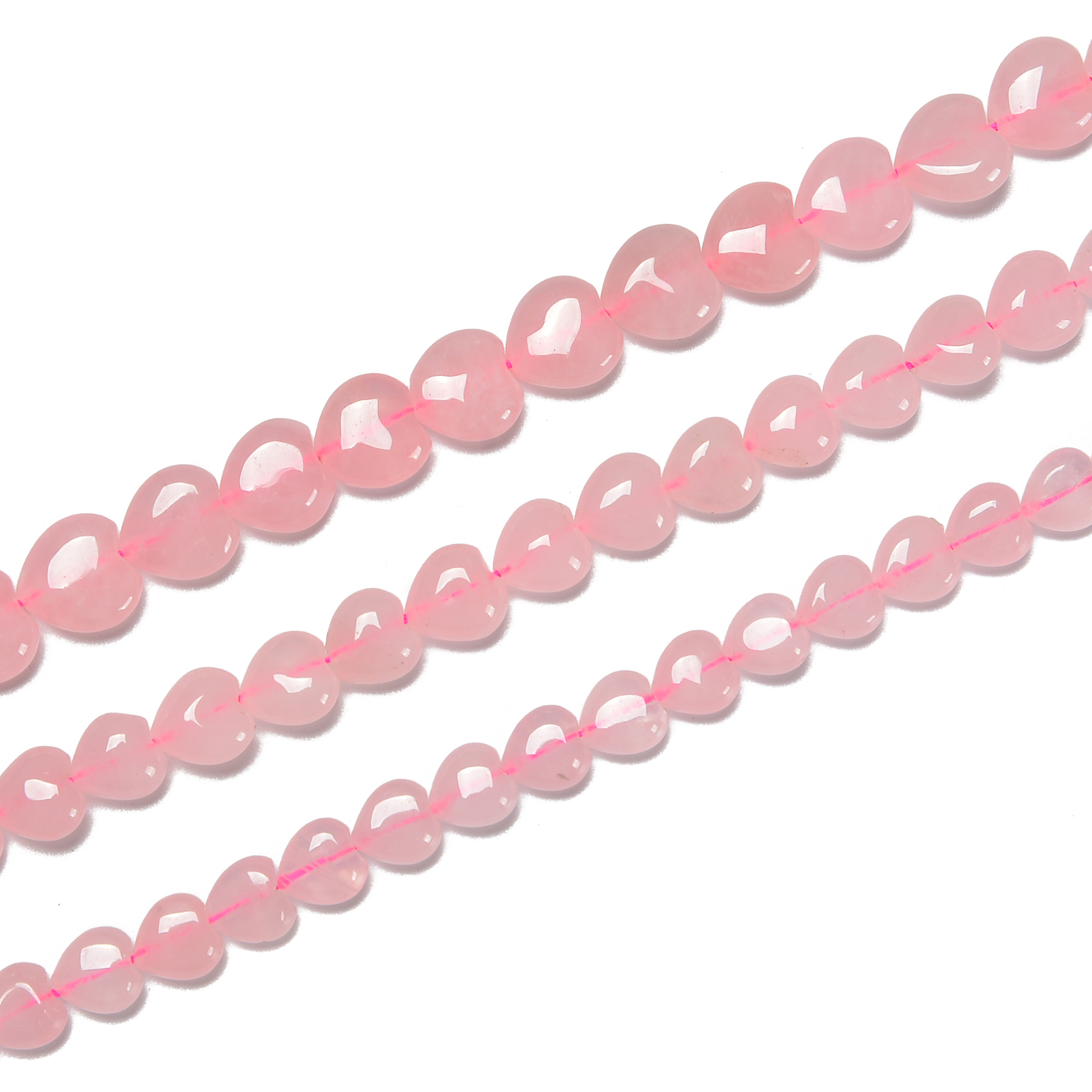 Rose Quartz Heart Shape Beads Size 8mm 10mm 12mm 15.5” Strand
