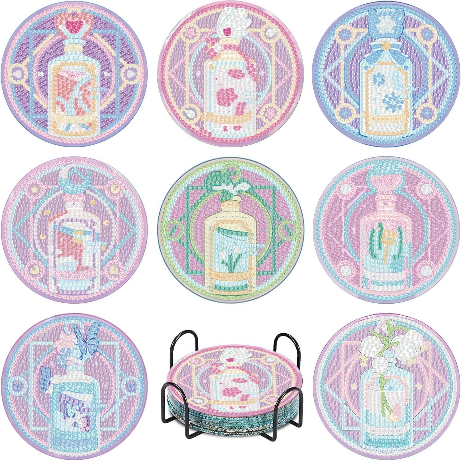 8 Pack Diamond Art Coasters Kits-Tarot Diamond Painting Coasters Kit Set with Ho