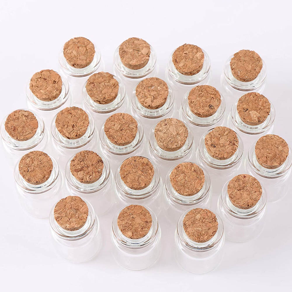 Small Cork Stopper Clear Glass Bottles Empty Jars Vials Spell Pagan Pendant Lot