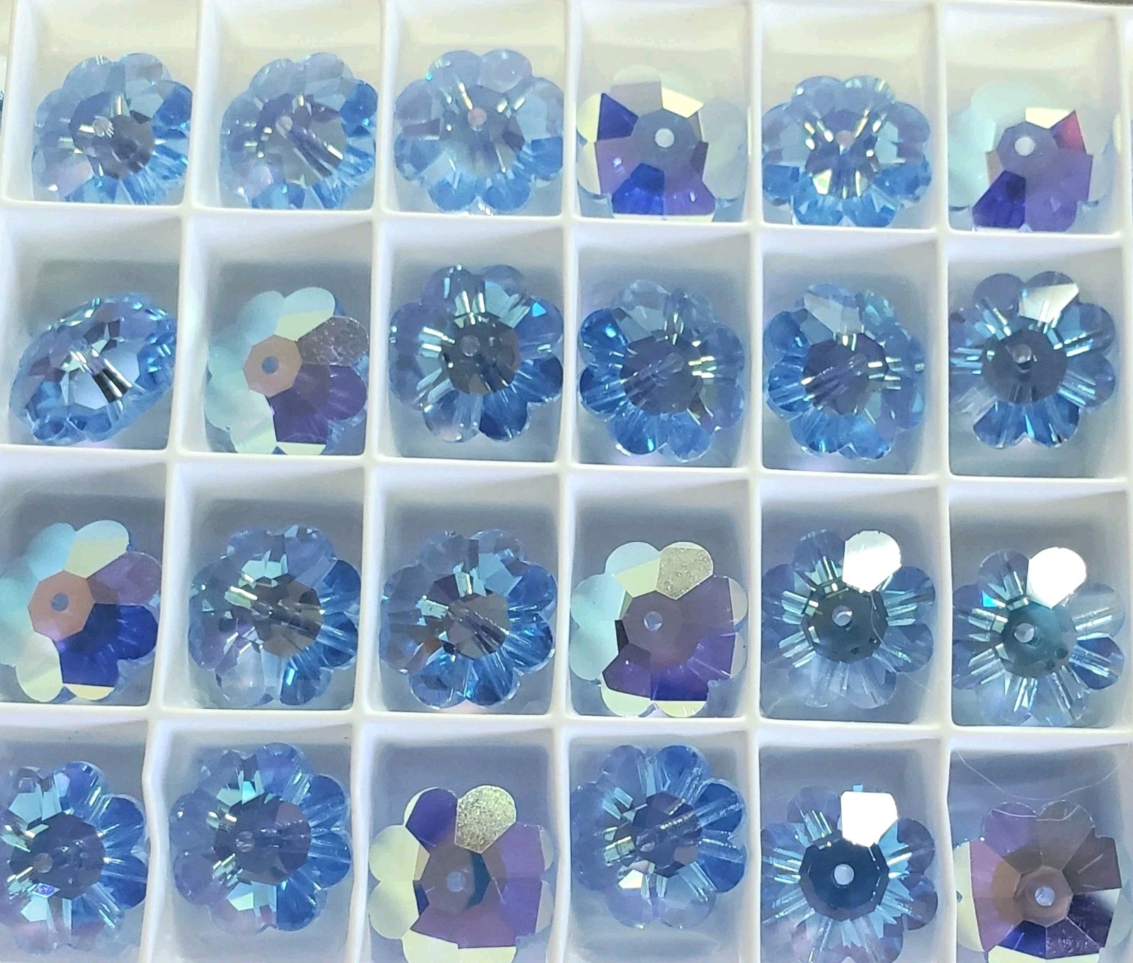 Swarovski 3700 Margarita Flower Beads 14mm Light Sapphire AB (4pcs)