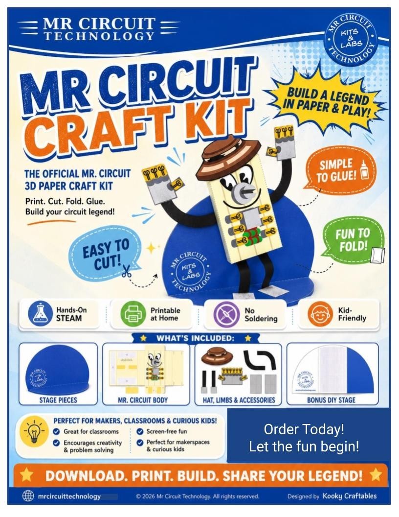 Mr Circuit Paper Craft Kit – Fun for all ages -by Kooky Craftables STEM activity