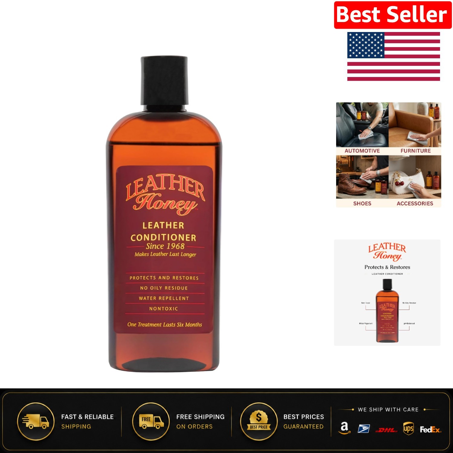 Deep Penetrating Leather Conditioner – 8 Fl Oz Pack – Safe & Effective Care