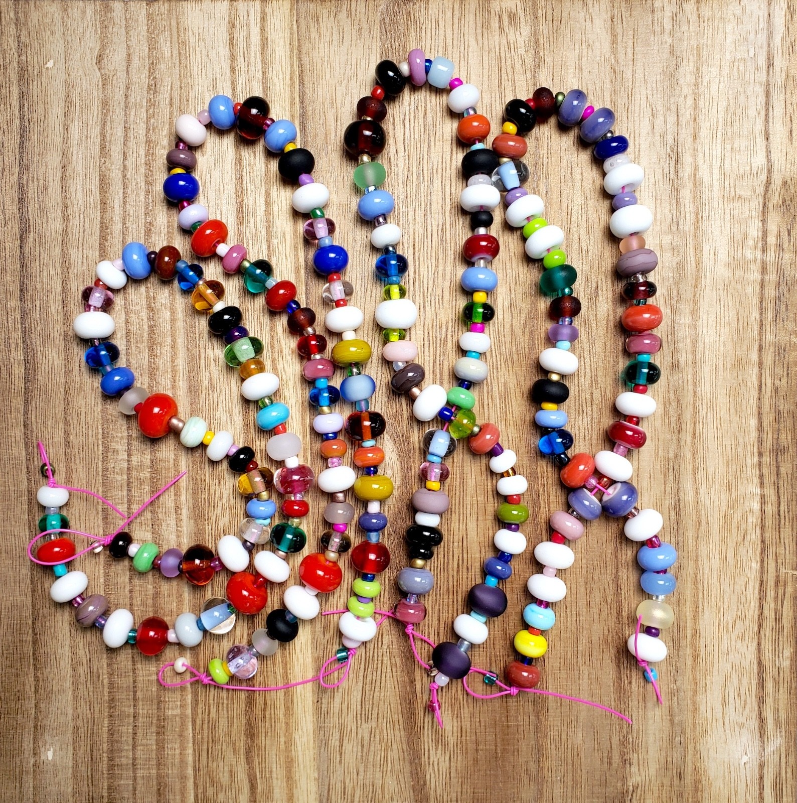 new- handmade glass Rondelles, actual beads shown, 4x 15″ strands, jewelry craft