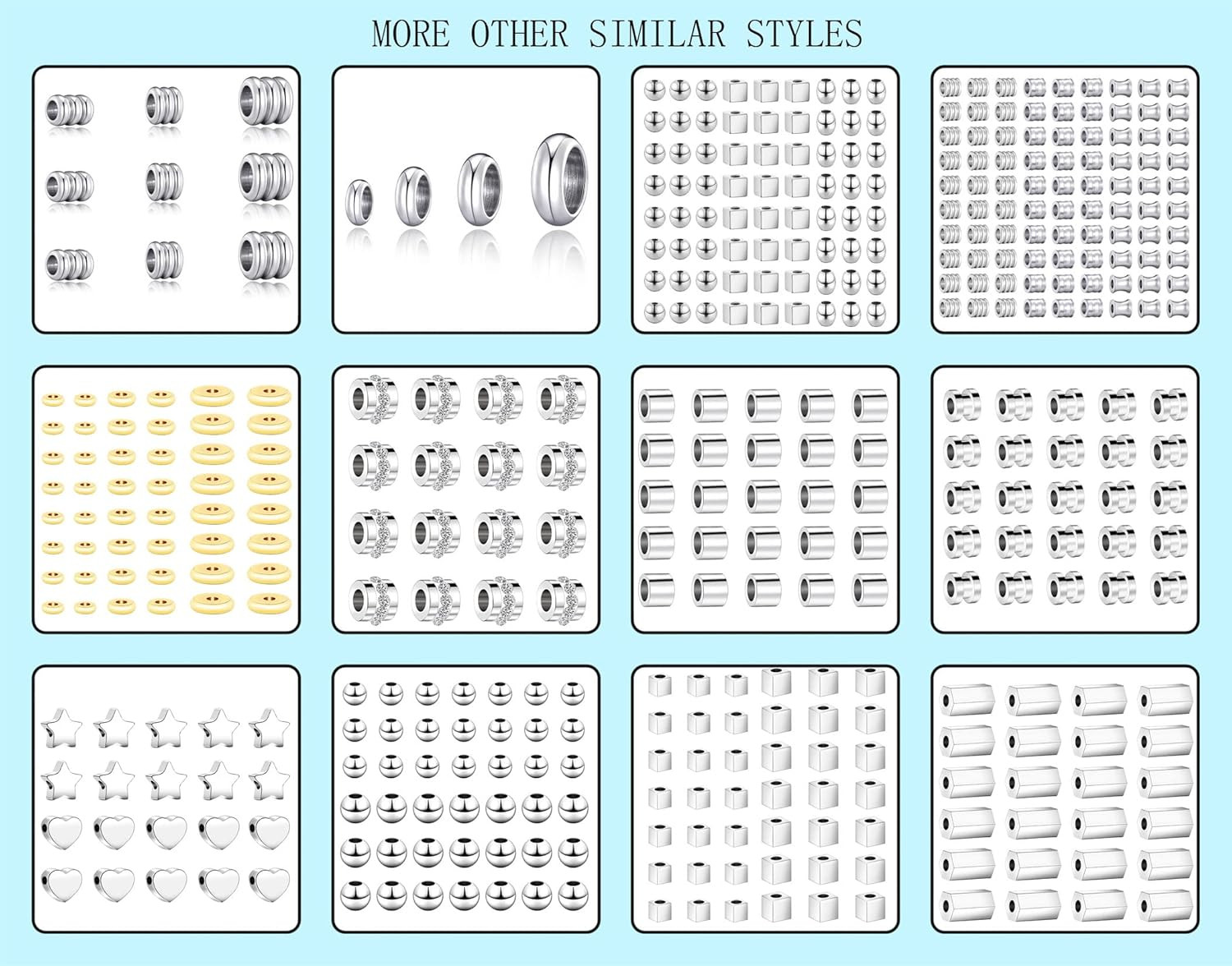 160Pcs 4Mm 5Mm 6Mm 8Mm Stainless Steel Flat round Bead Spacers Jewelry Findings