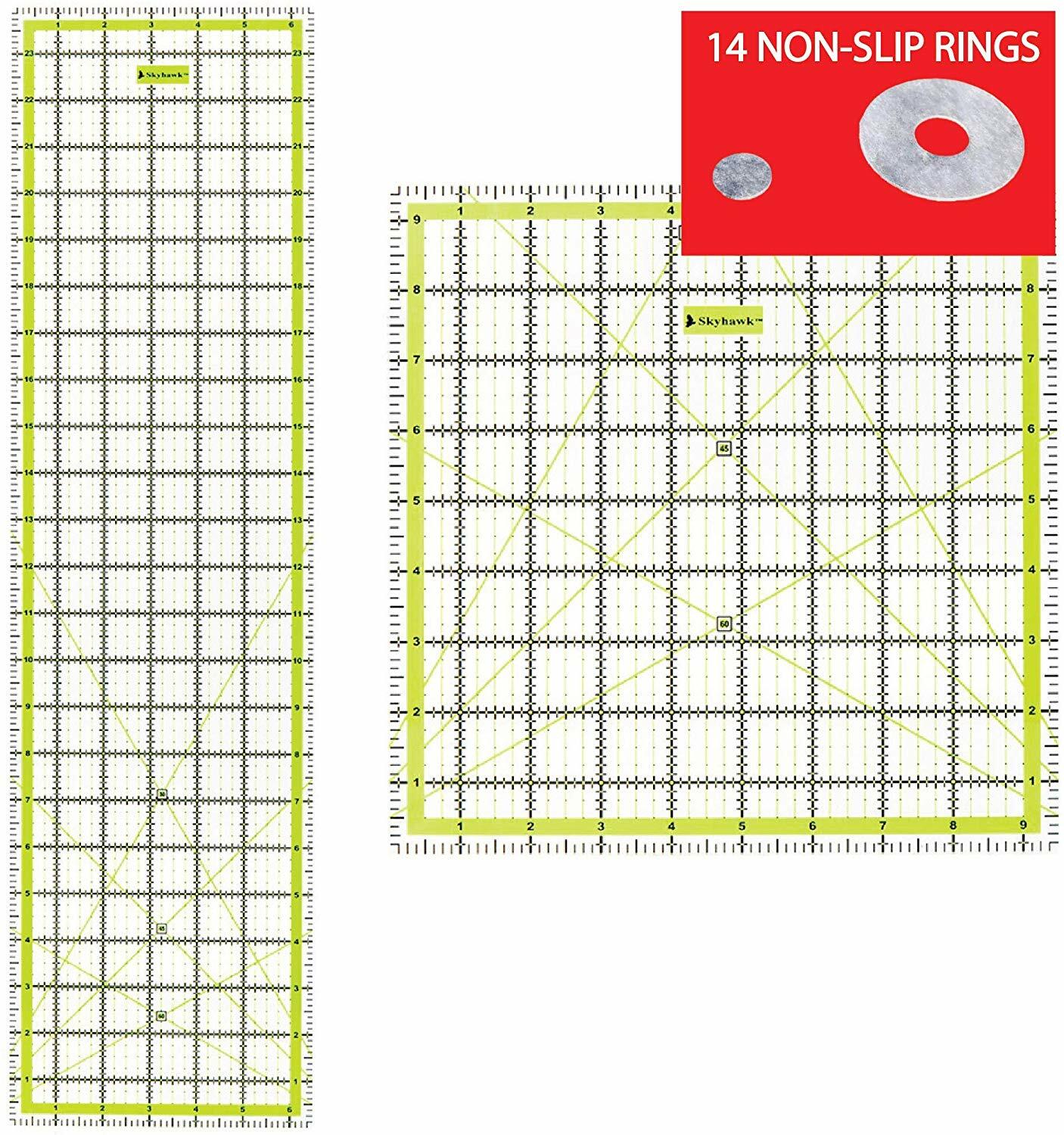 Acrylic Quilting Quilter’s Ruler Combo Pack of 2 – (24″ x 6.5″ and 9.5″ x 9.5″)
