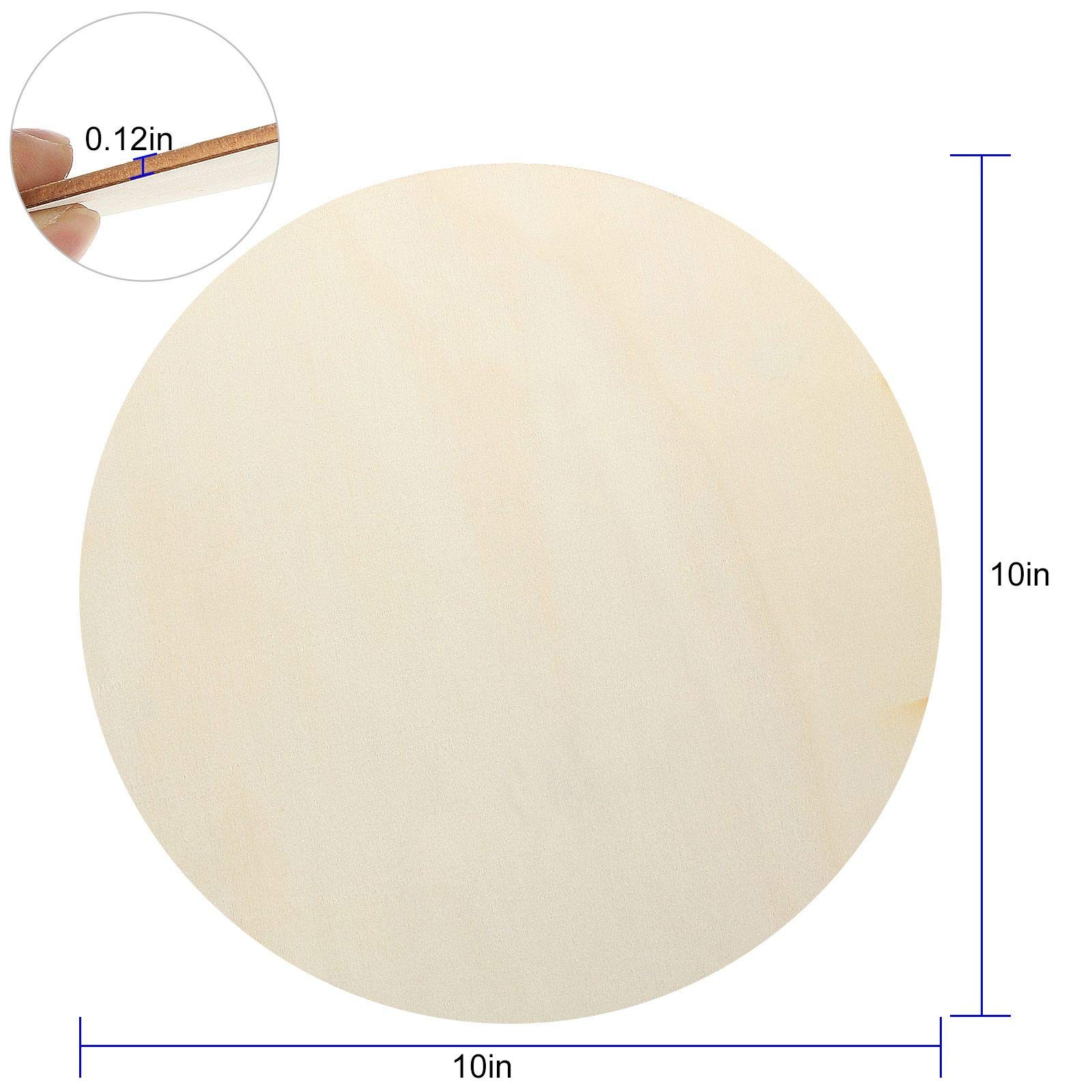 ZOEYES 20 Pack 10 Inch Wood Rounds Unfinished Wooden Circles 1/8 Inch Thick B…