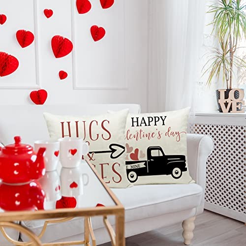 Valentines Day Pillow Covers 18 x 18 Inches Set of 4 – 18″ x 18″ (Pack of 4)