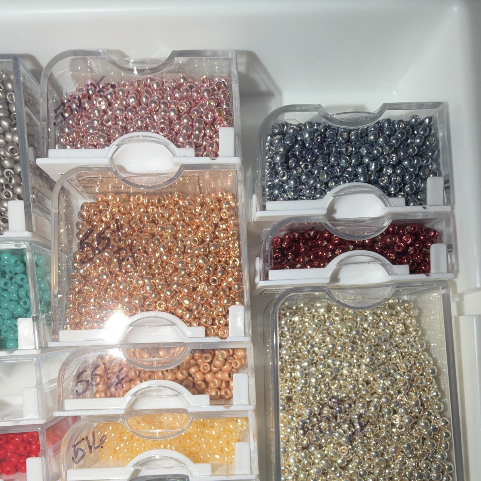 Multicolor Round Seed Beads Assortment 8/0 Storage Case with 55 Indiv. cases.