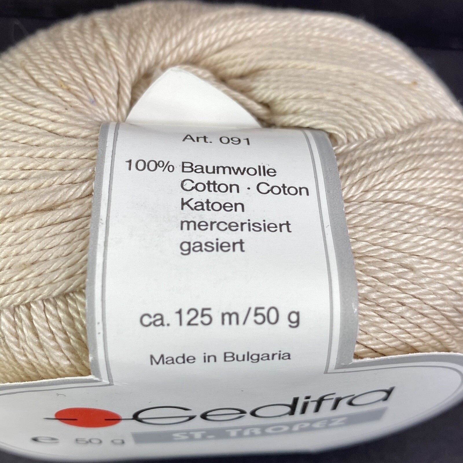 Gedifra St Tropez Yarn 100% Cotton 50g 125m Color # 6110 Beige Made in Bulgaria